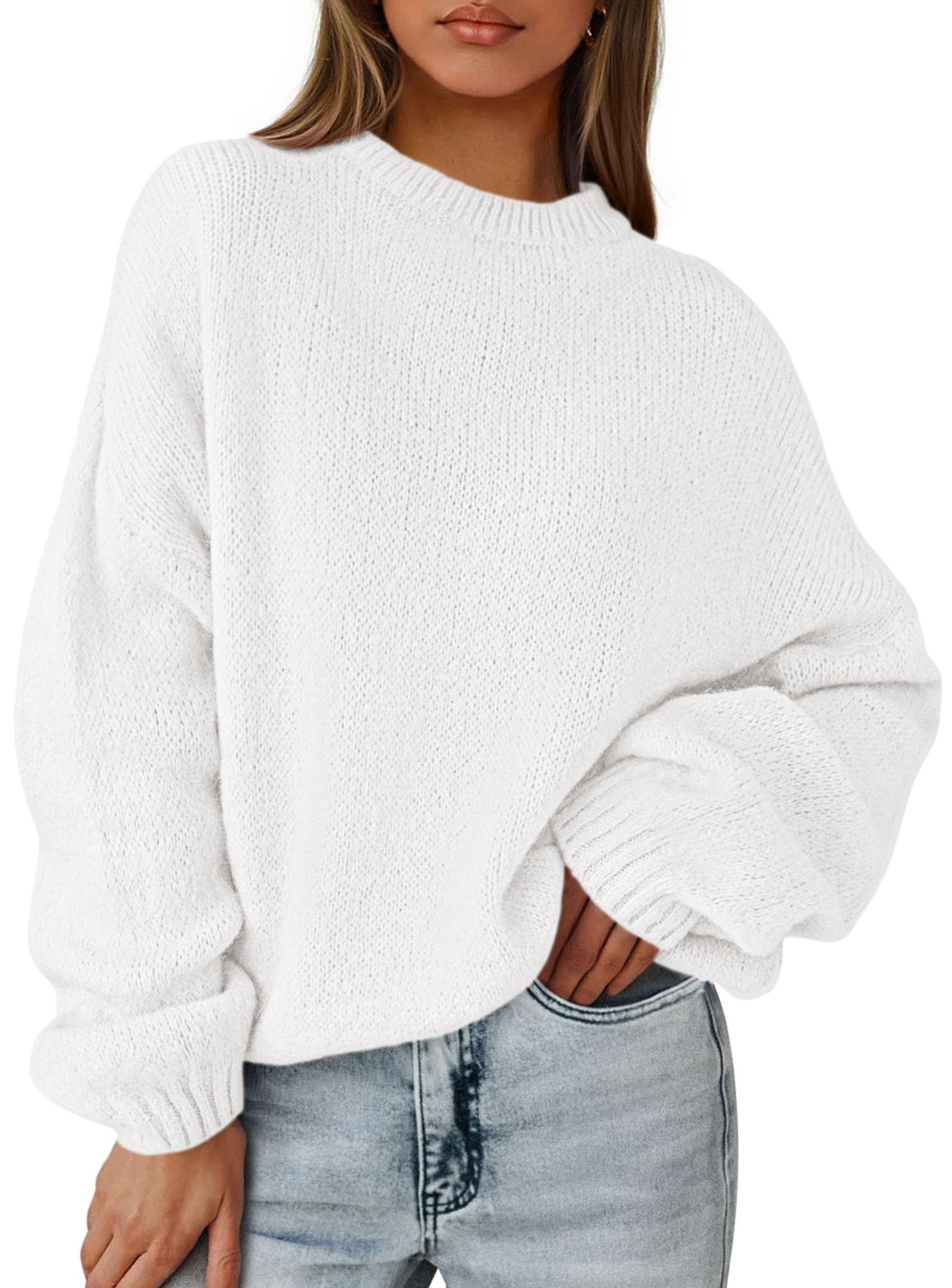 Women's Fall Oversized Holiday Sweaters (White,S)