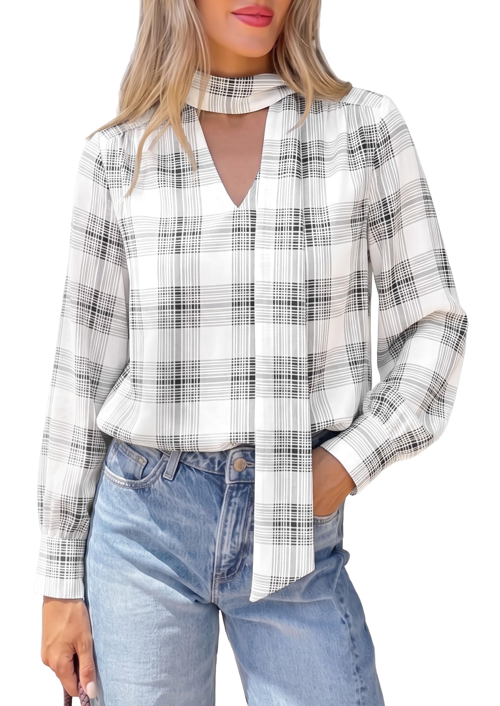 Women's Chiffon Boho Blouses Dressy Business Casual Work Tops
