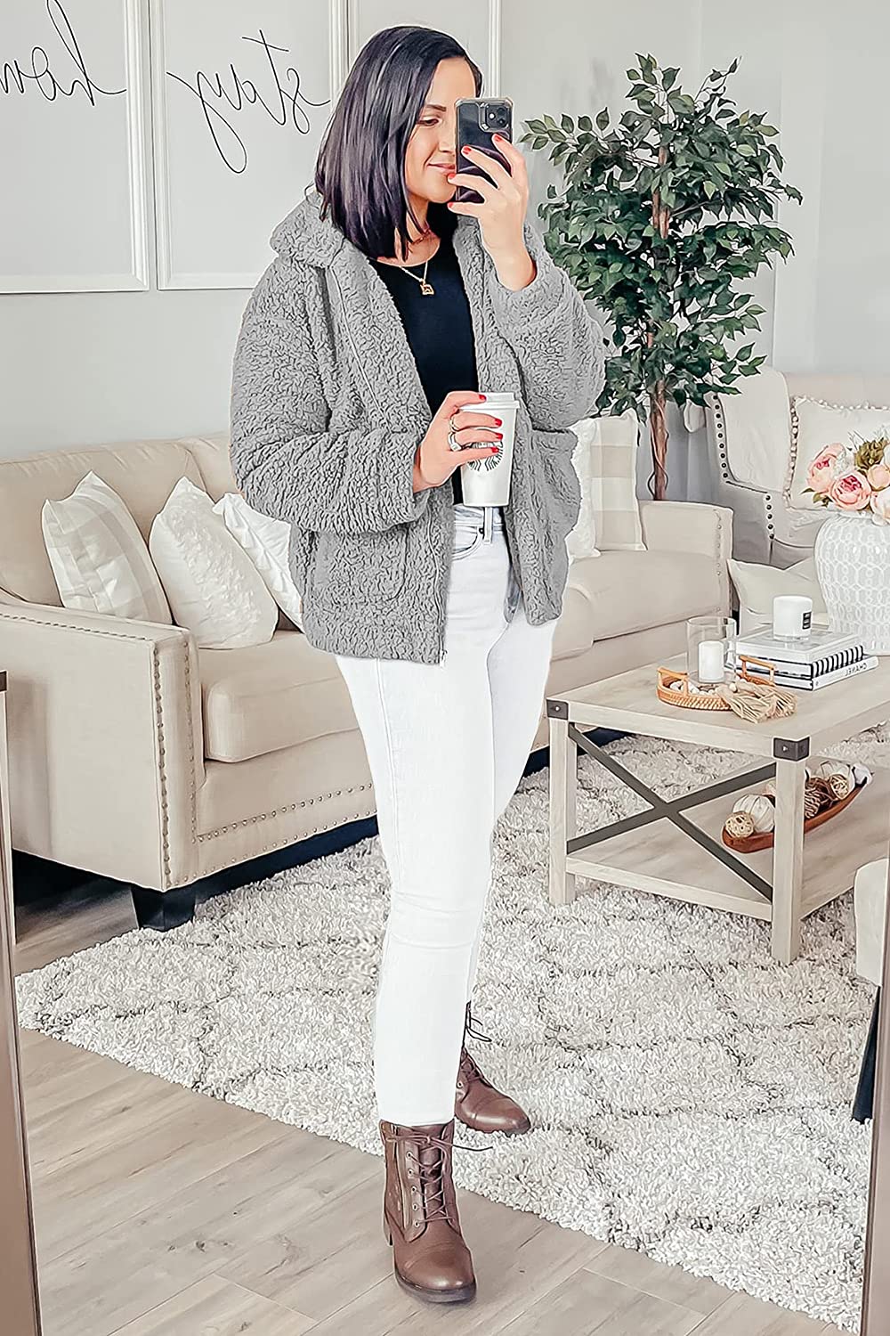 Oversized Sherpa Fleece Jacket Women's Winter Coats Outerwear