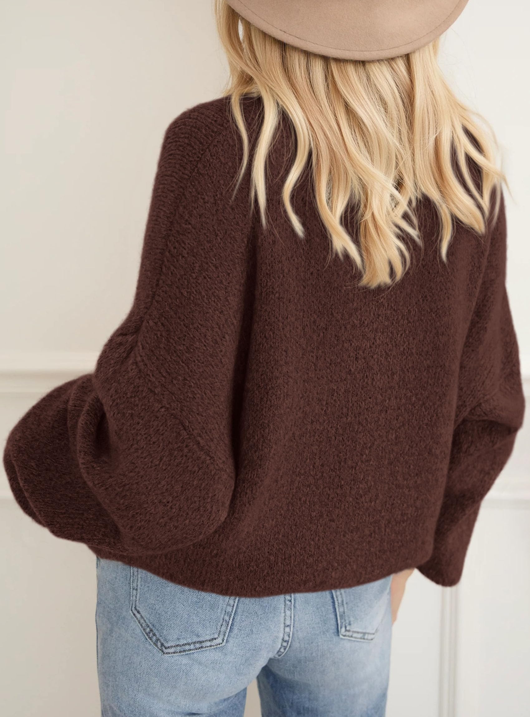 Women's Fall Oversized Holiday Sweaters (Dark Brown,S)