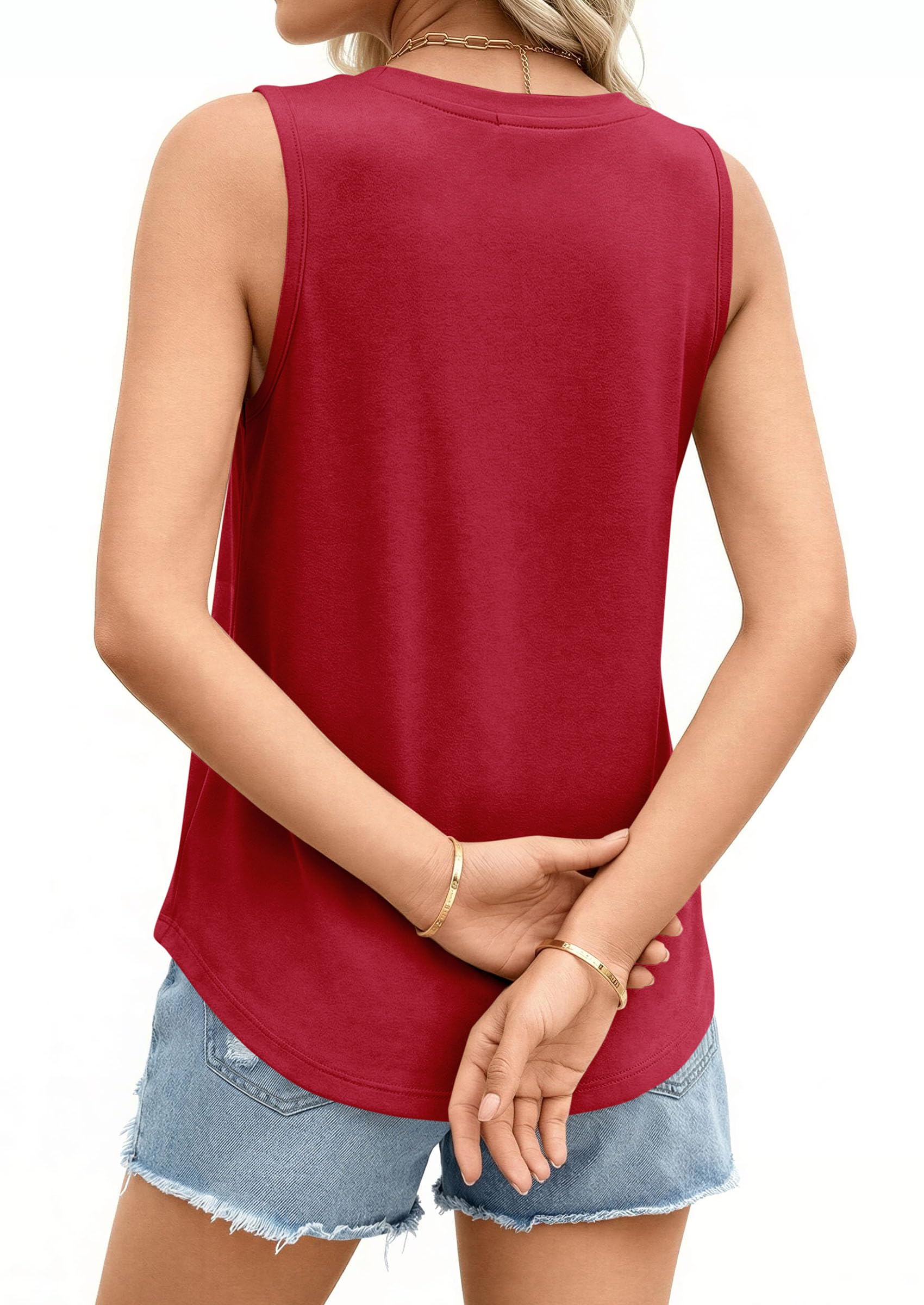 Women's Wide Strap Sleeveless Tank Tops,Red,S