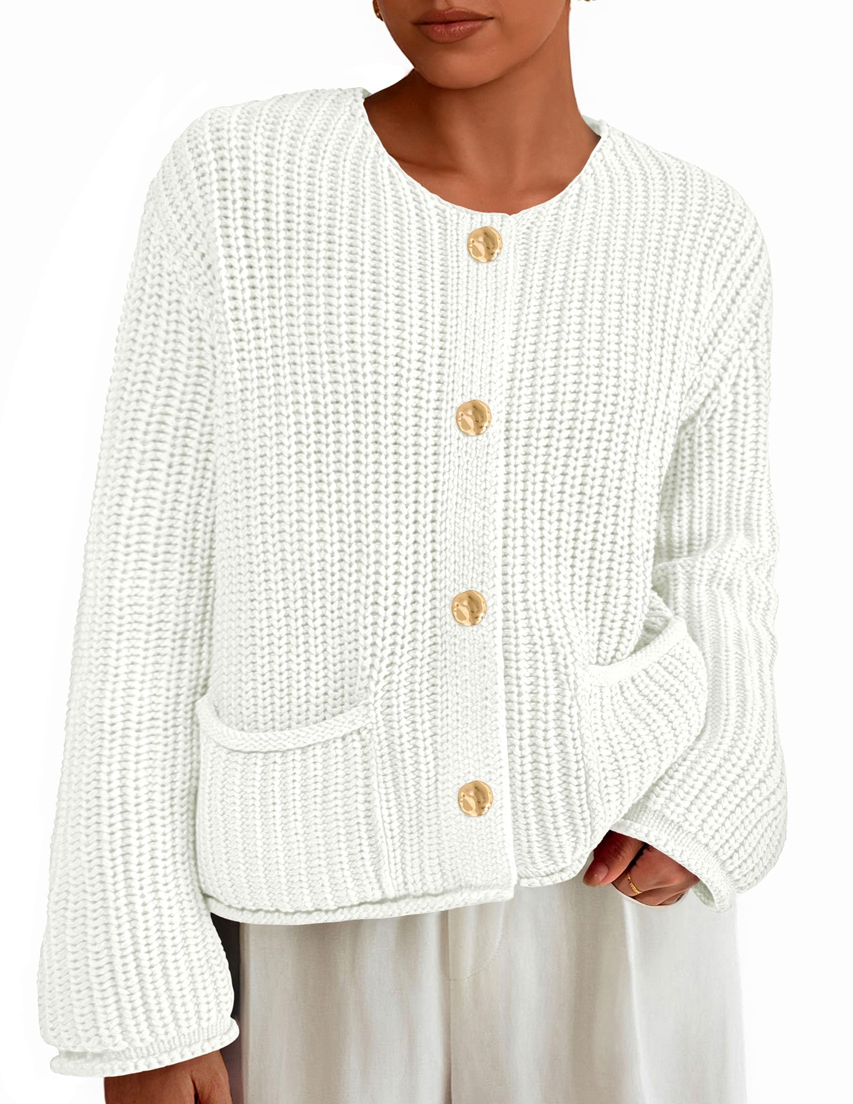 Women Oversized Cardigan Sweaters 2026 Fall Outfits,White