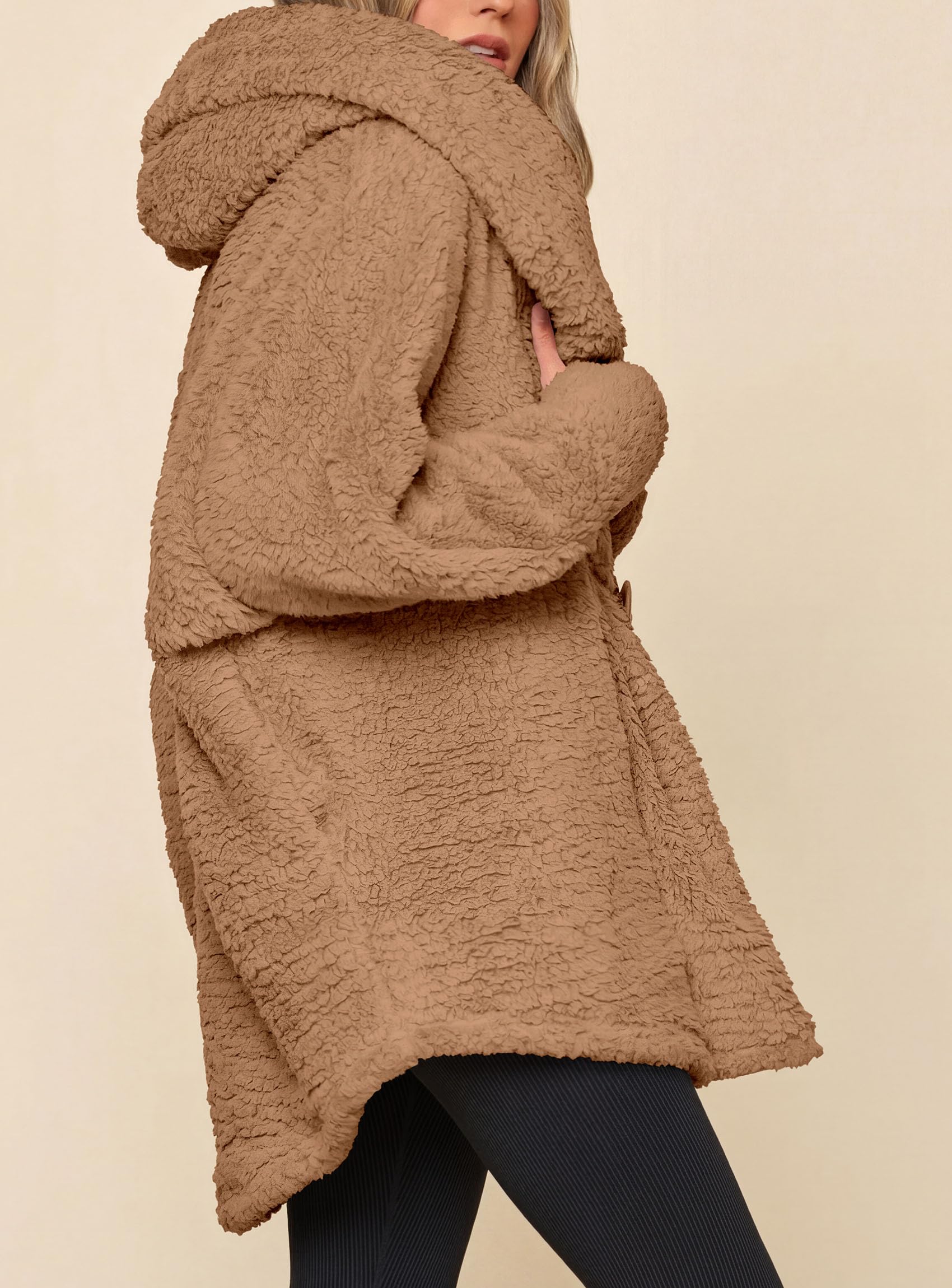 Women's Winter Warm Coats Hooded Faux Fur Sherpa Jacket