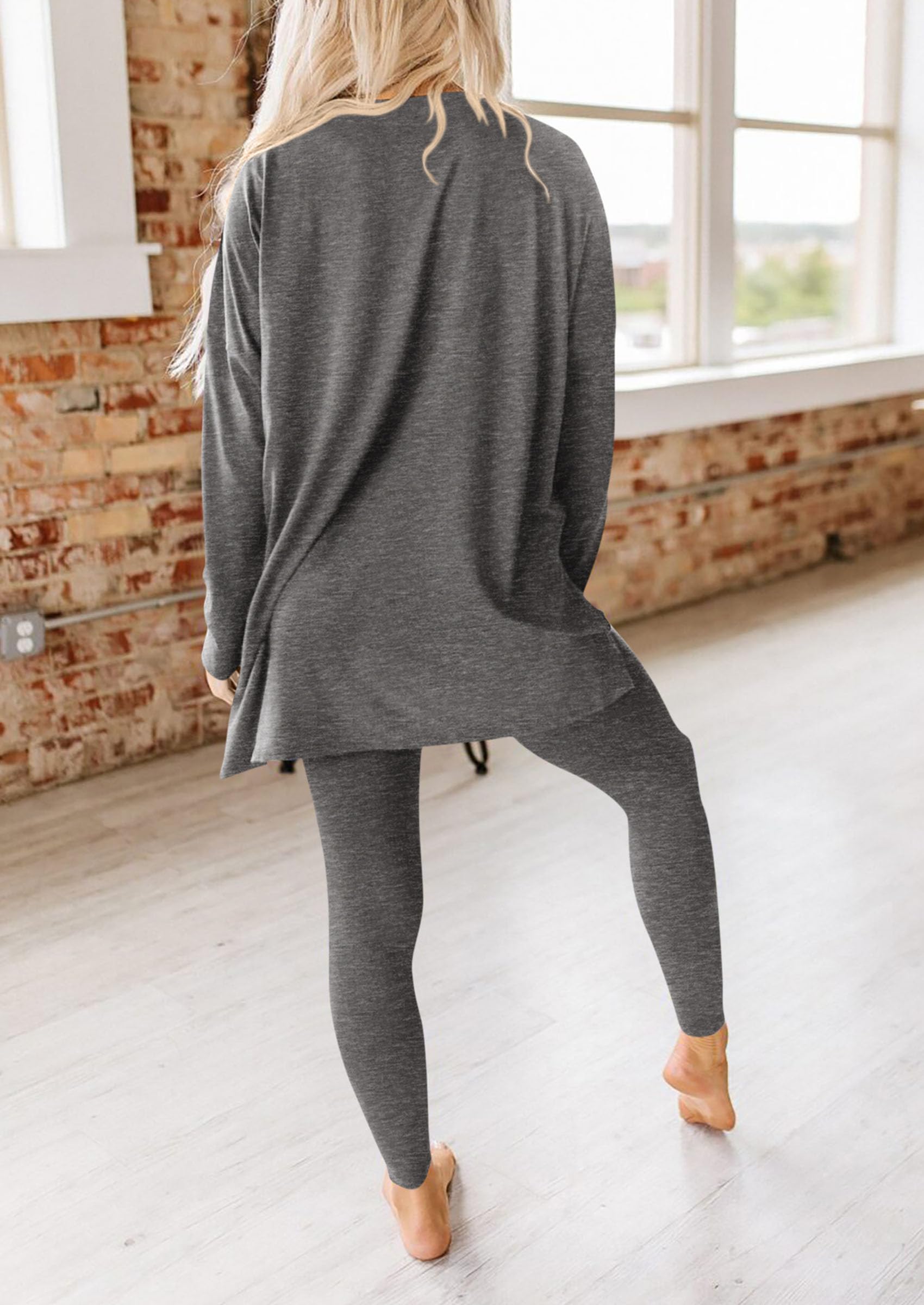 Women's 2 Piece Outfits Matching Lounge Sets,Dark Grey,S