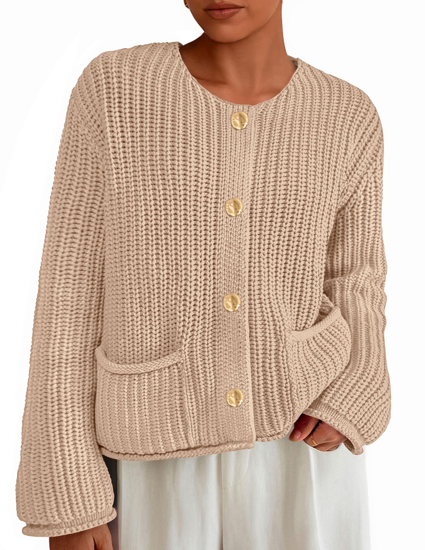 Women Oversized Cardigan Sweaters 2026 Fall Outfits,Khaki