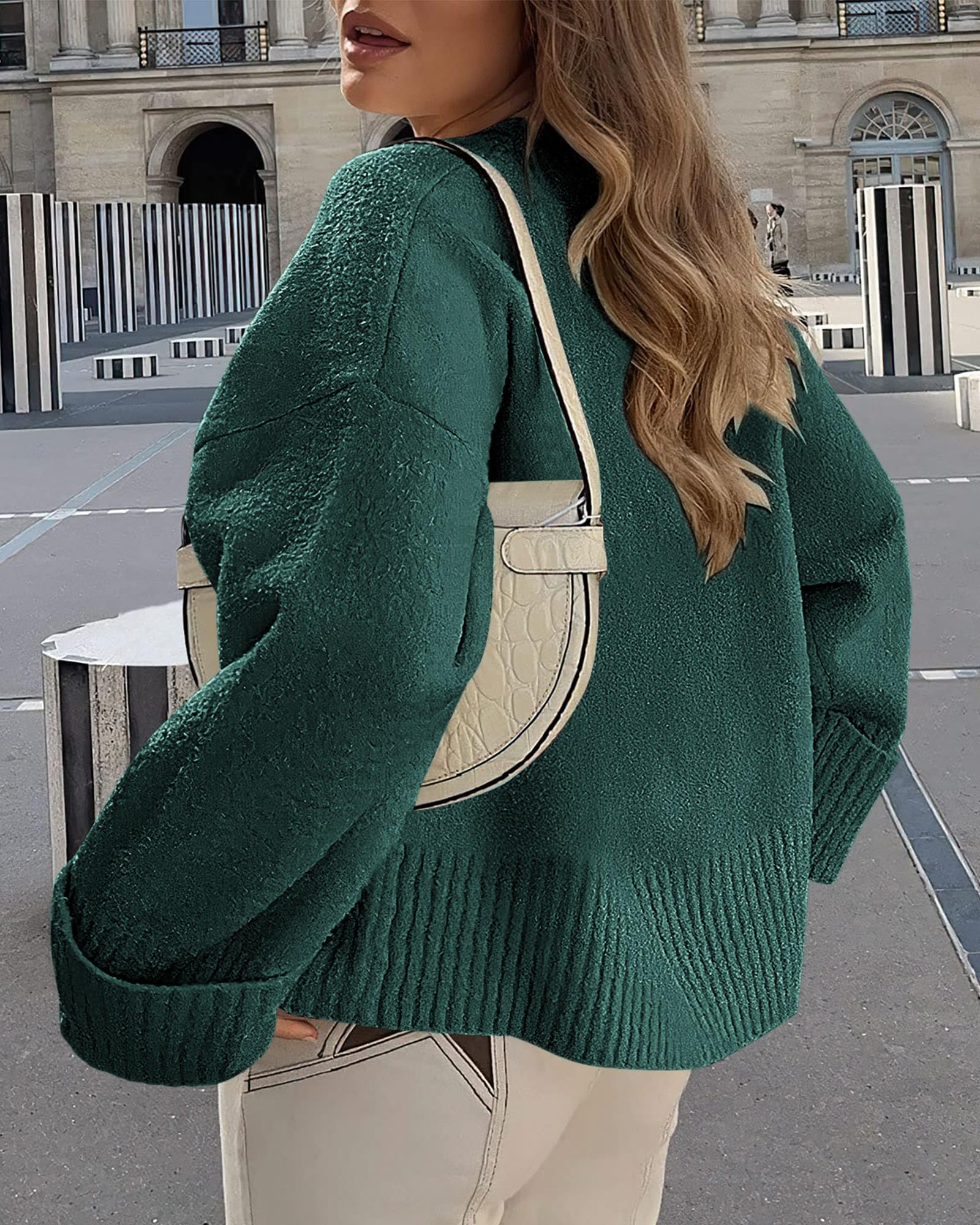Women's Fall Fashion Cozy Oversized Sweaters(Dark Green,XS)