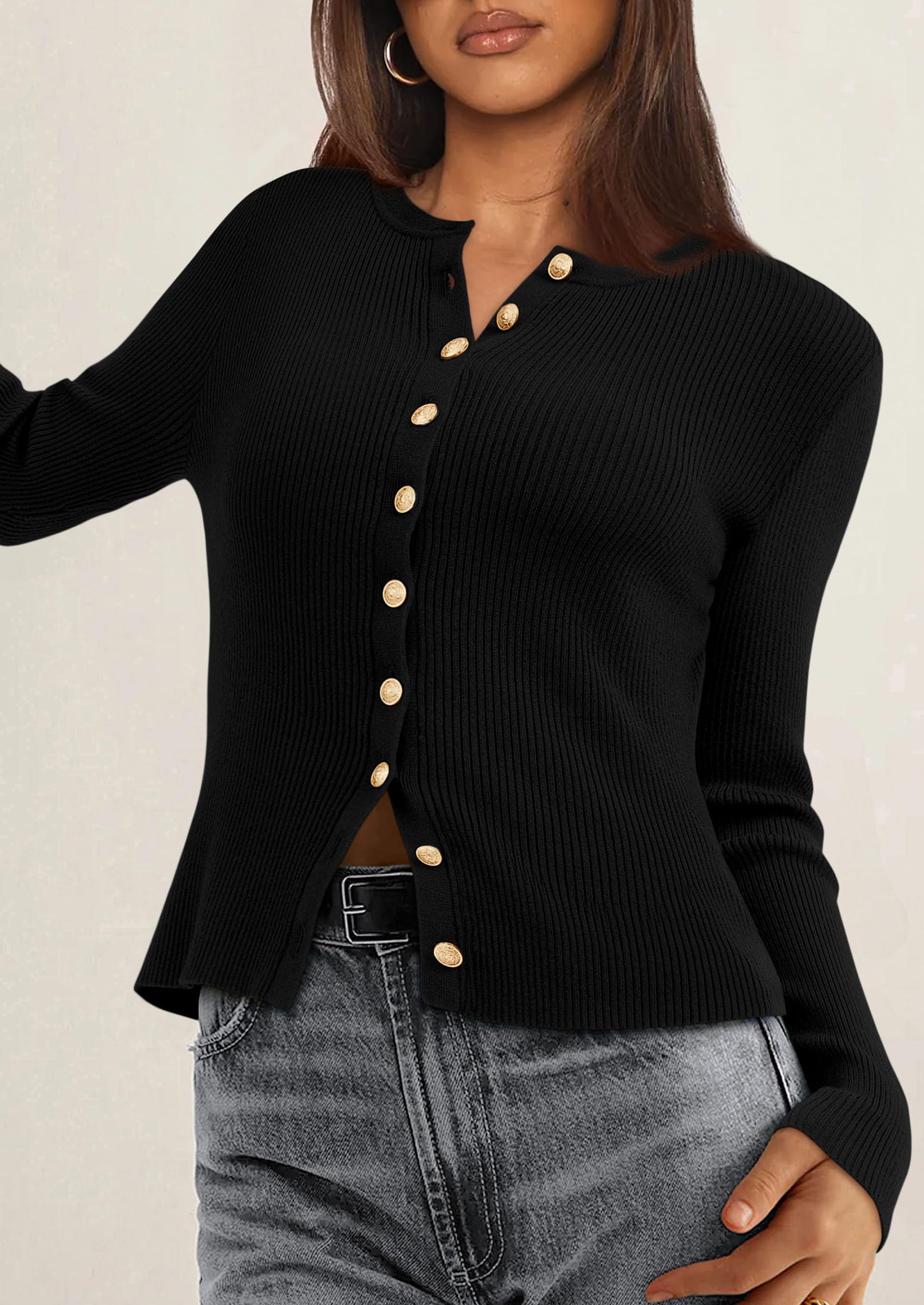 Women's Fall Lightweight Cardigan Sweaters,Black,S