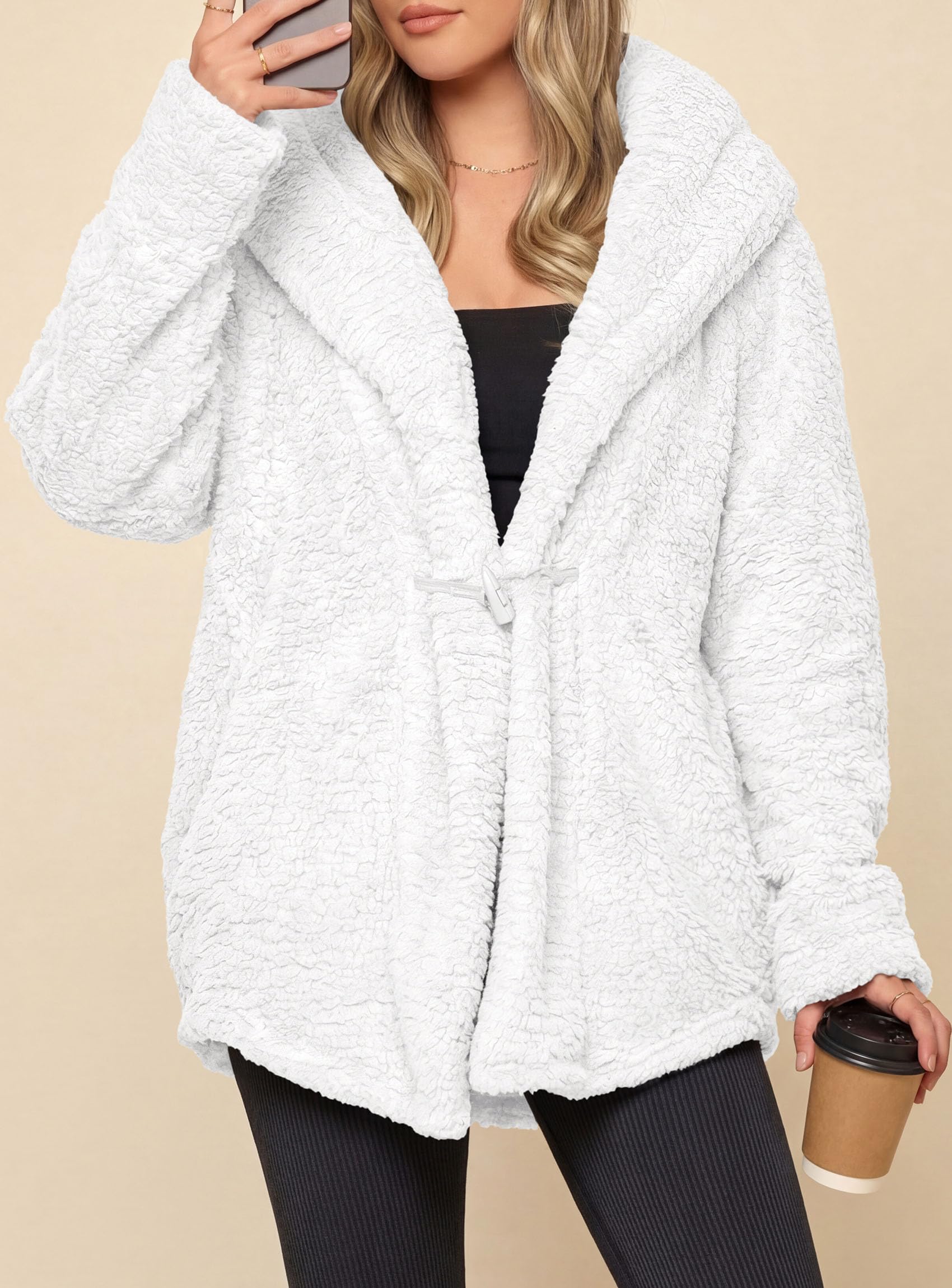 Women's Winter Warm Coats Hooded Faux Fur Sherpa Jacket