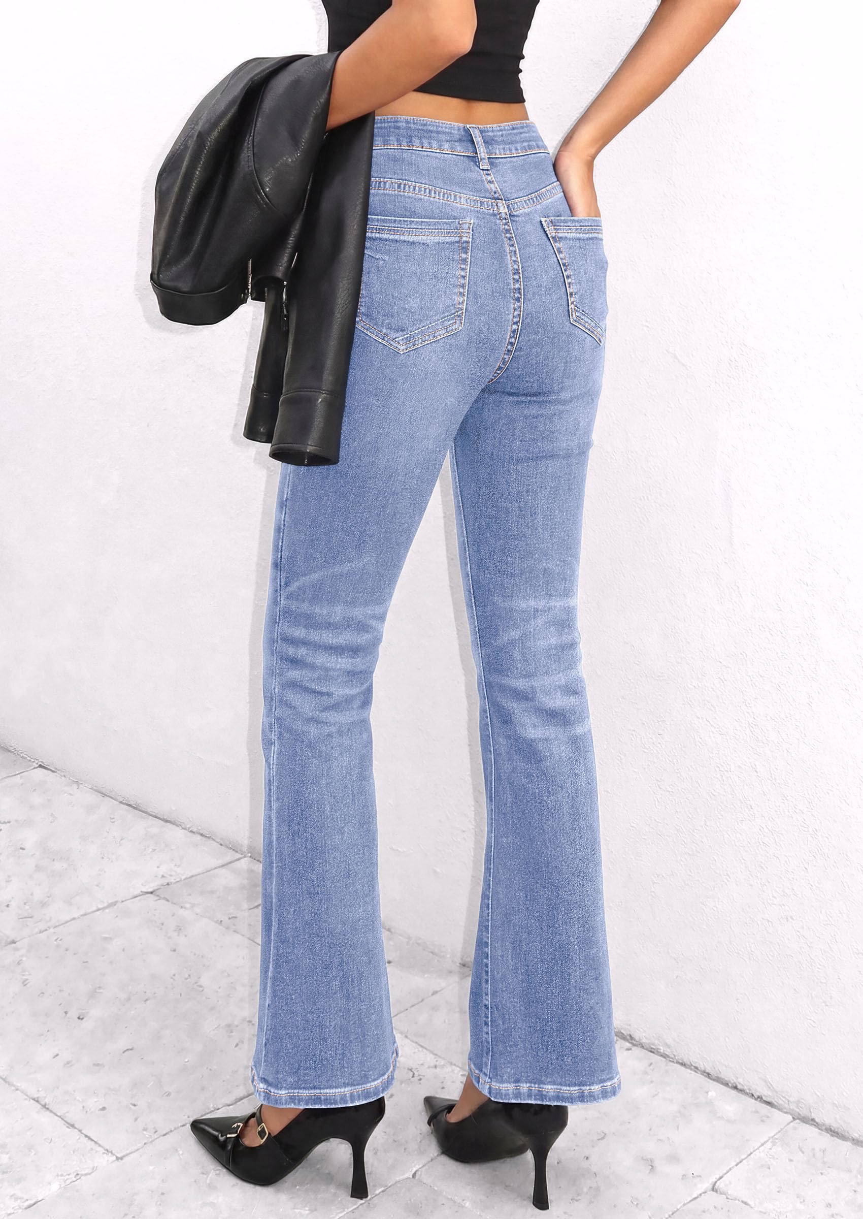 Women's Bootcut Denim Jeans Flare High Waisted Wide Leg Pants