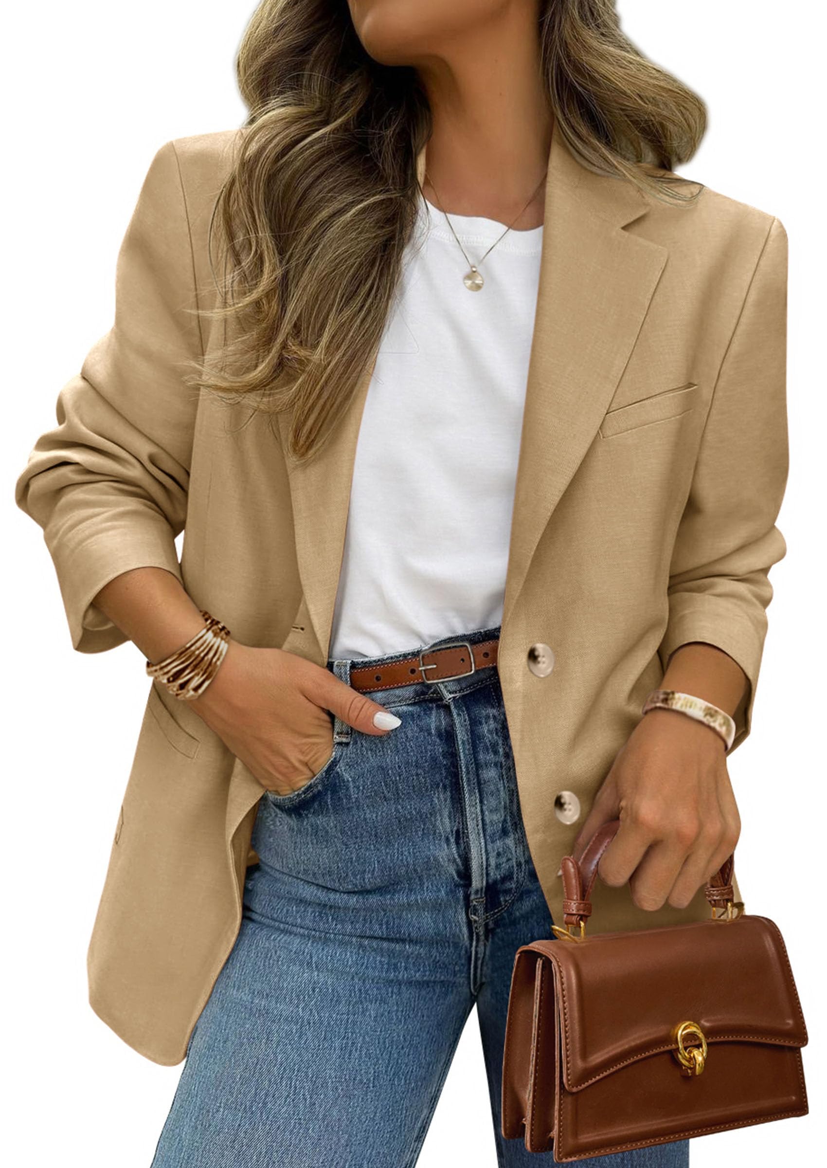 2026 Blazers for Women Business Casual,Khaki,XS