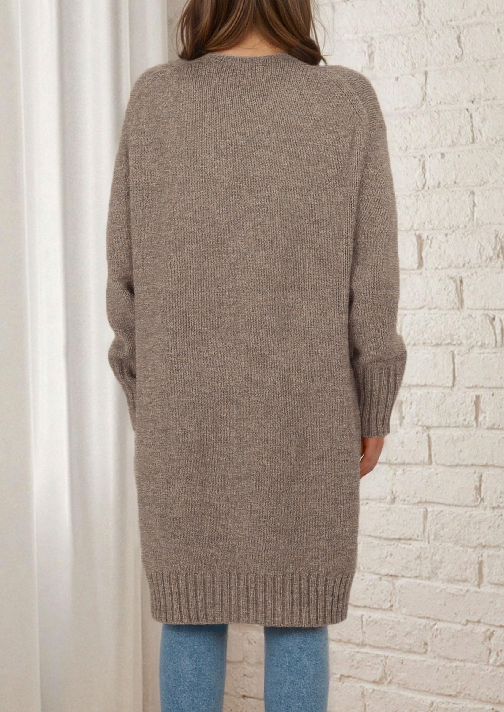 Open Front Cardigan Sweaters for Women,Brown,S