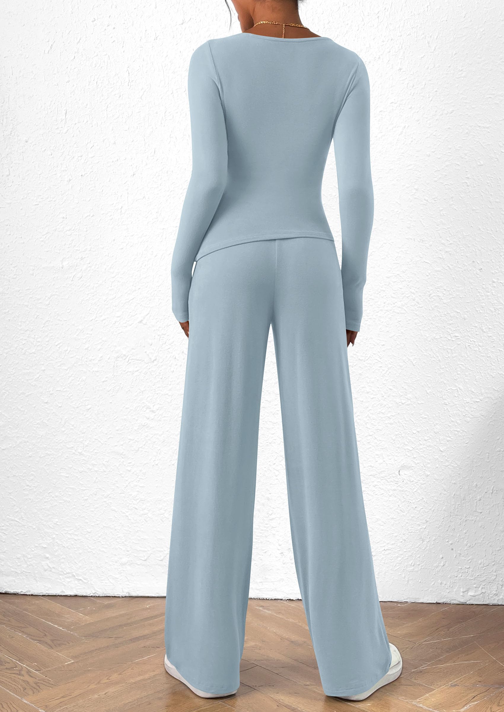 Women's 2 Piece Lounge Sets Airport Outfits(Light Blue,M)