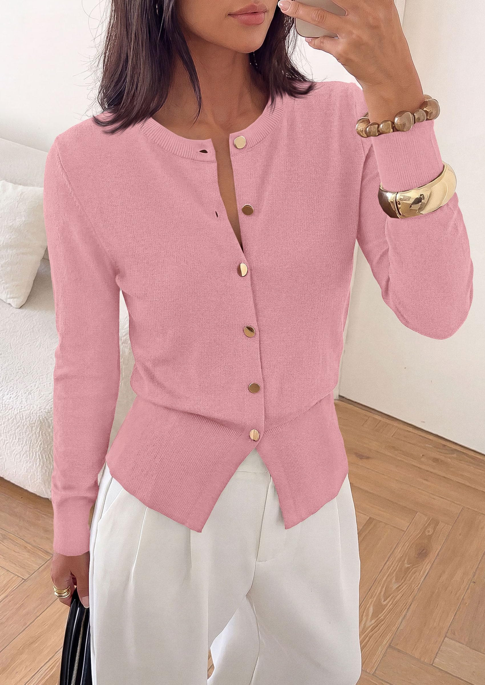 Womens Fall Fashion Knit Cardigan Sweaters Cinched Waist Tops