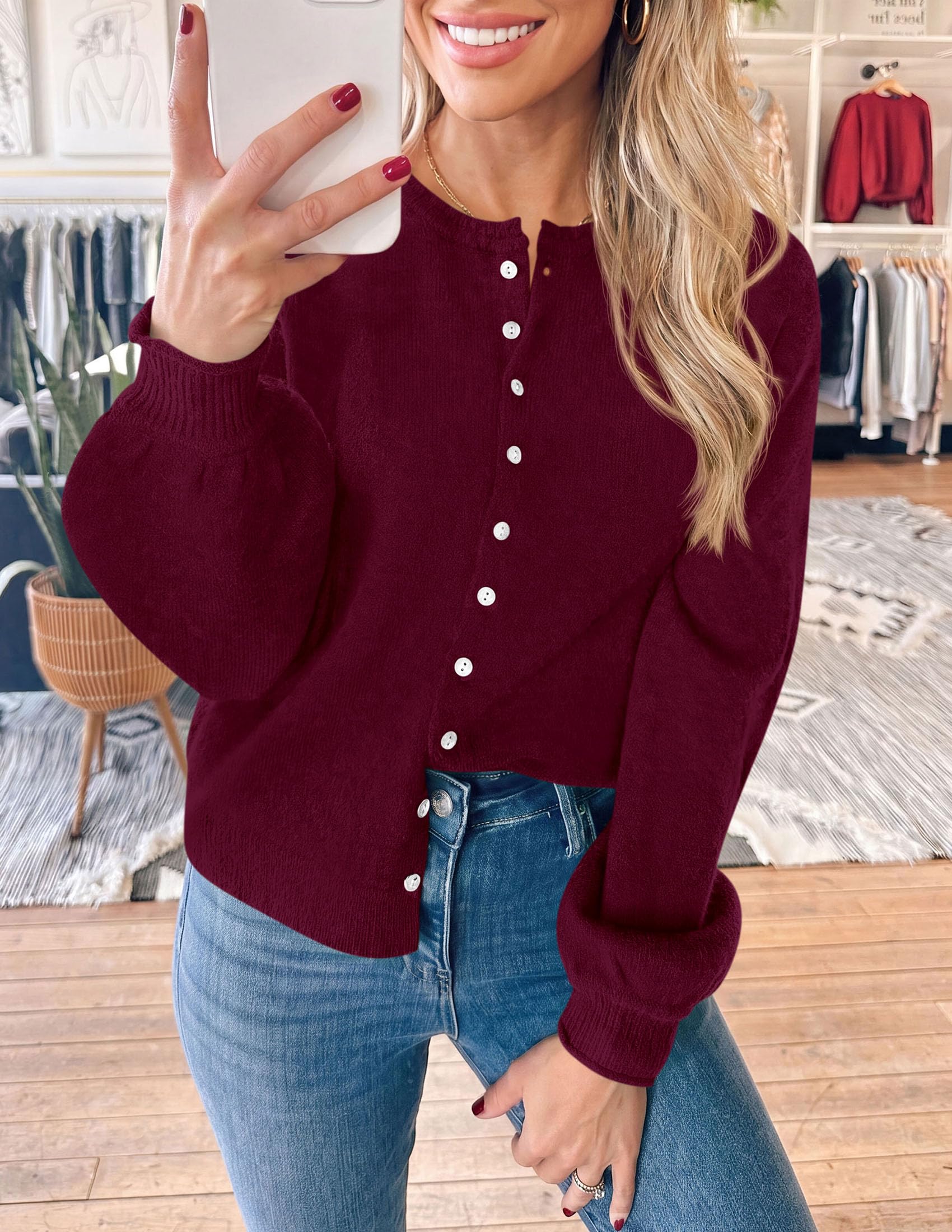 Women's Knit Button Up Cardigan Fall Lightweight Cozy Sweaters