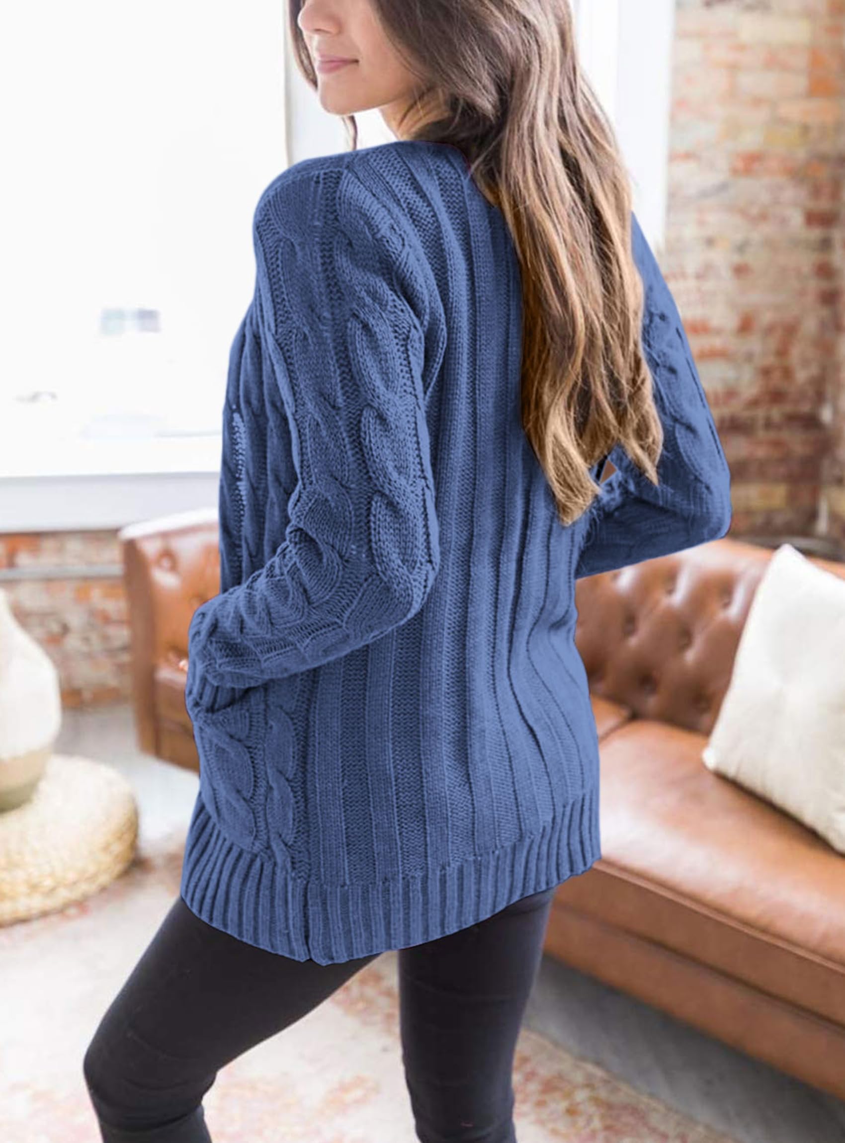 Women Chunky Cable Knit Cardigan Sweaters Fall Fashion Clothes