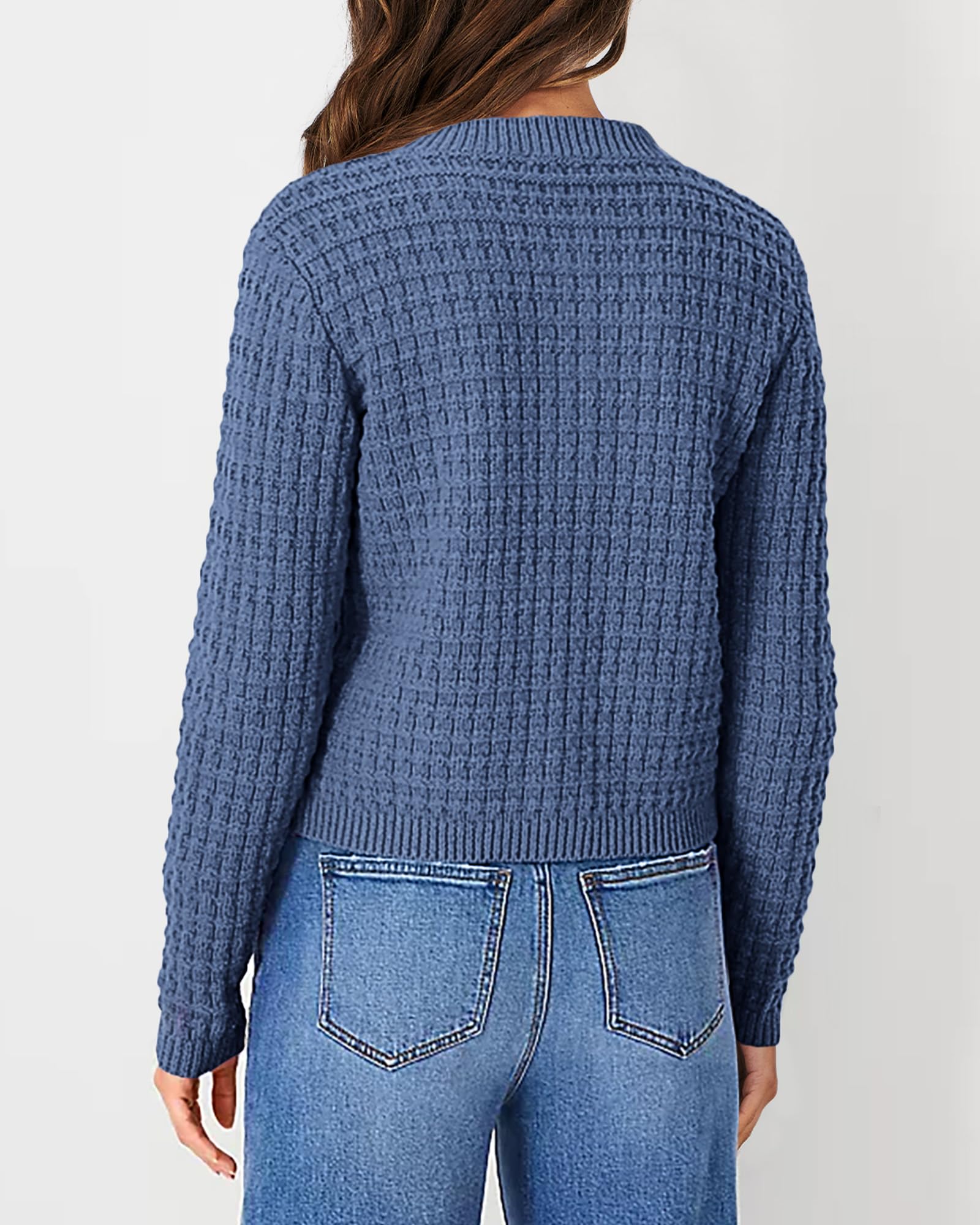 Women's Fall Lightweight Cardigan Sweaters Grey Blue