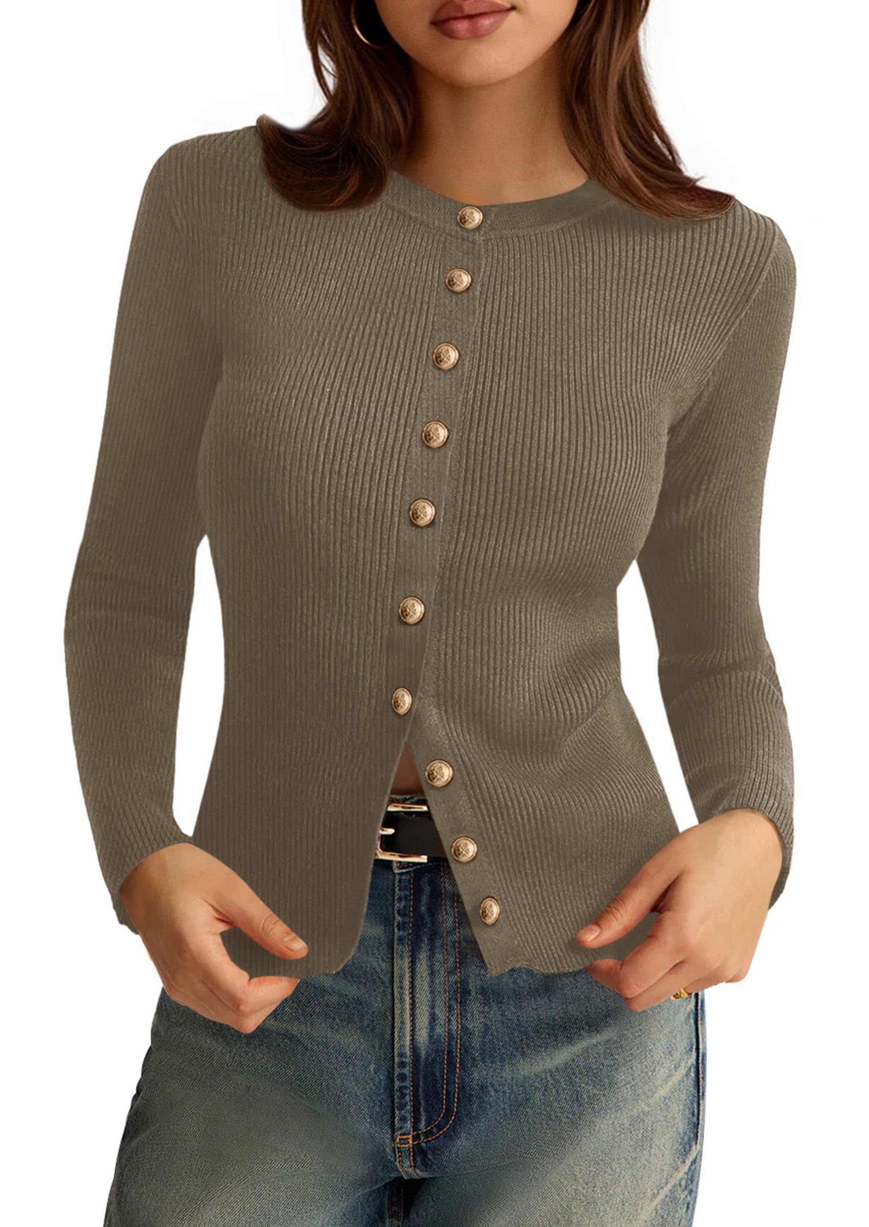 Women's Fall Lightweight Cardigan Sweaters,Sage Green,S