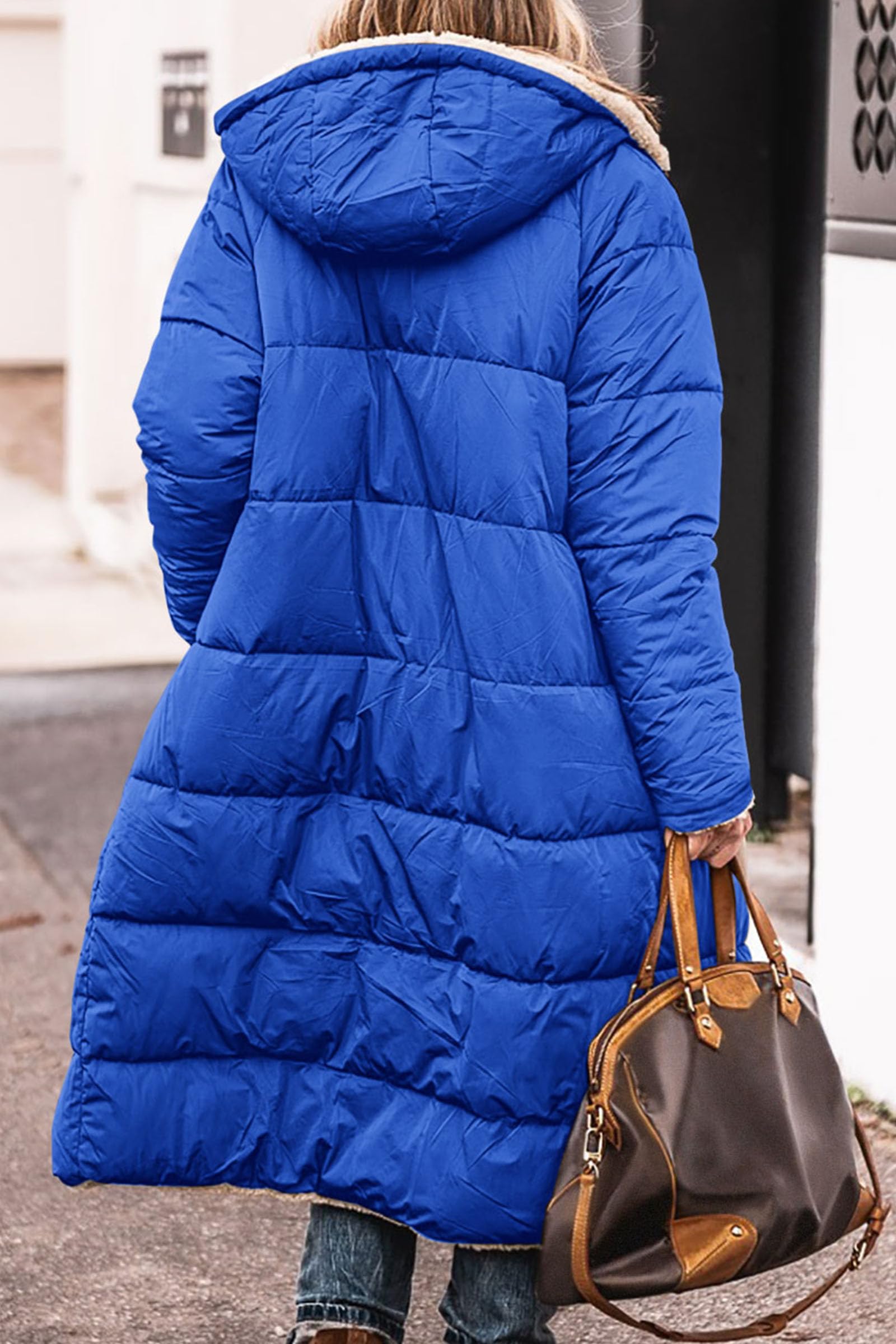 Women's Winter Fleece Warm Long Coats(Royal Blue,Small)