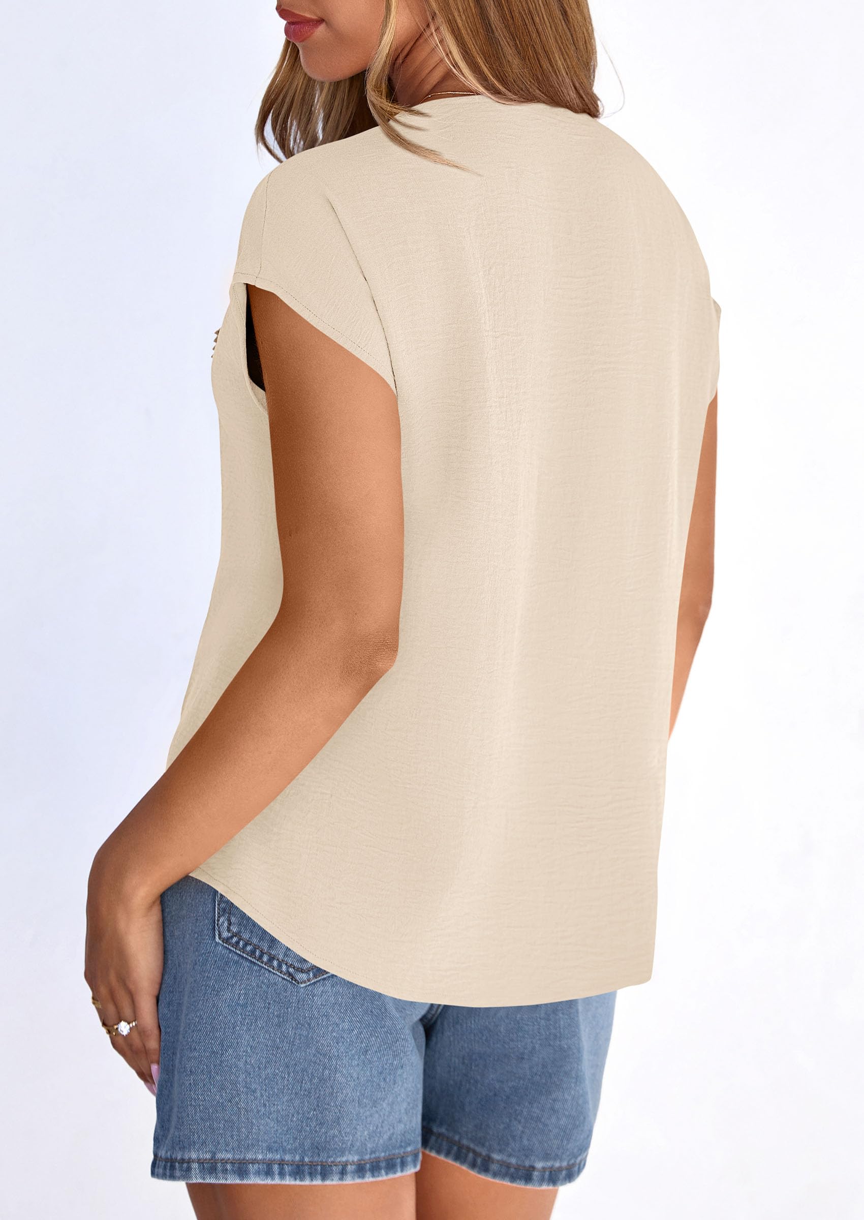Women's Summer Tops Dressy Casual Blouses,Beige,S