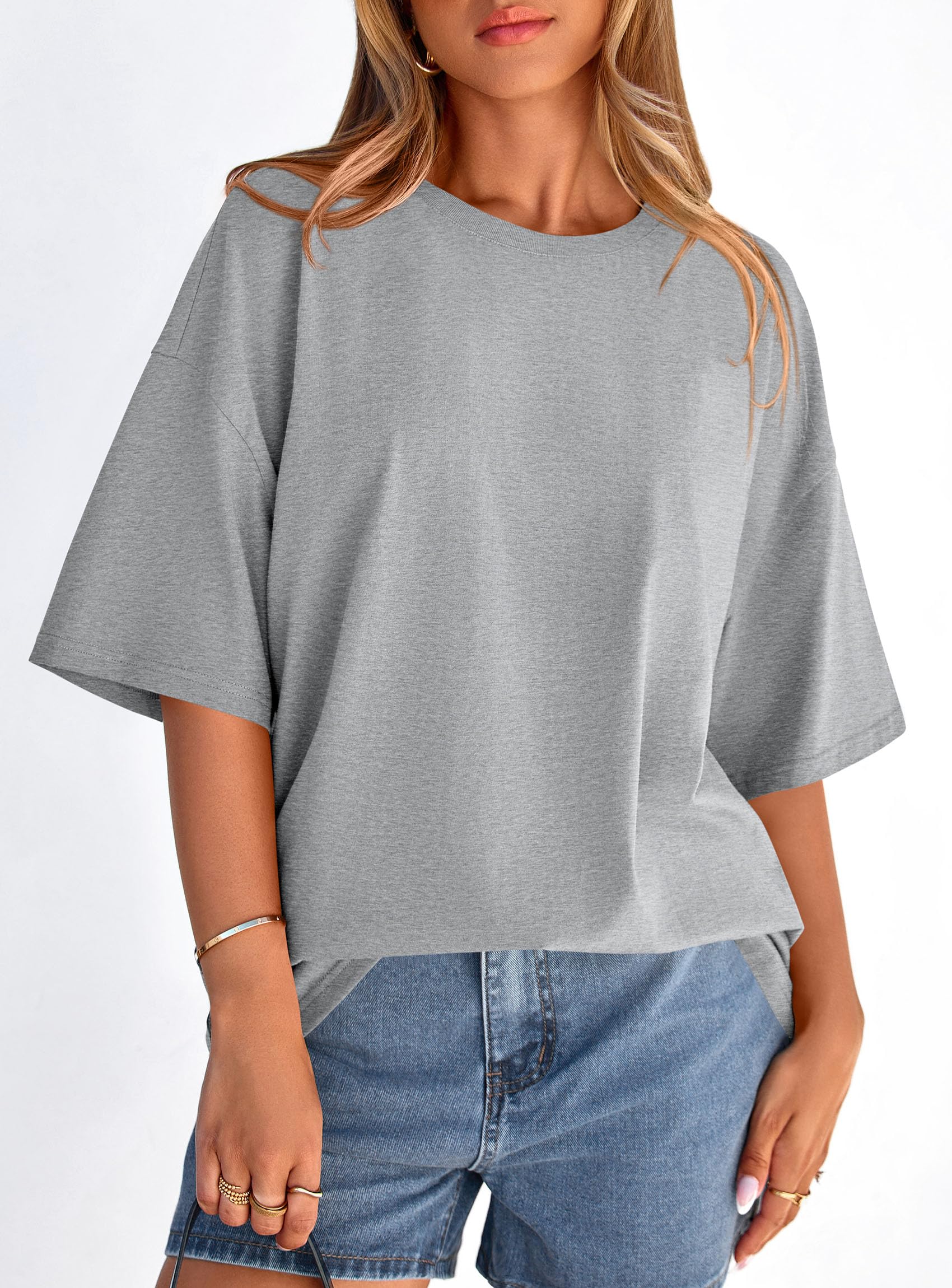 Women's Oversized Tshirts Going Out Tops (Grey,S)