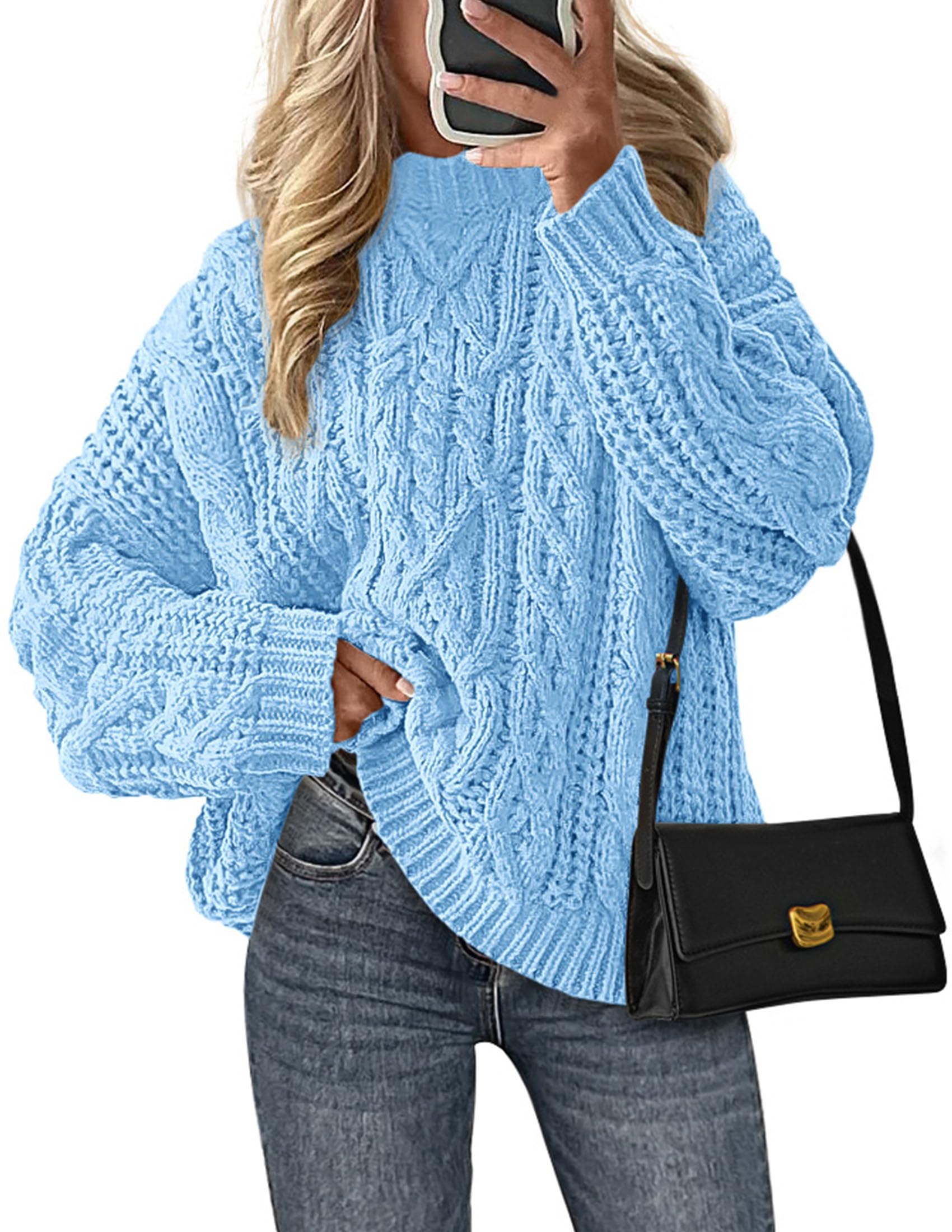 Womens Oversized Fall Sweaters Chunky Cable Knit Pullover Tops