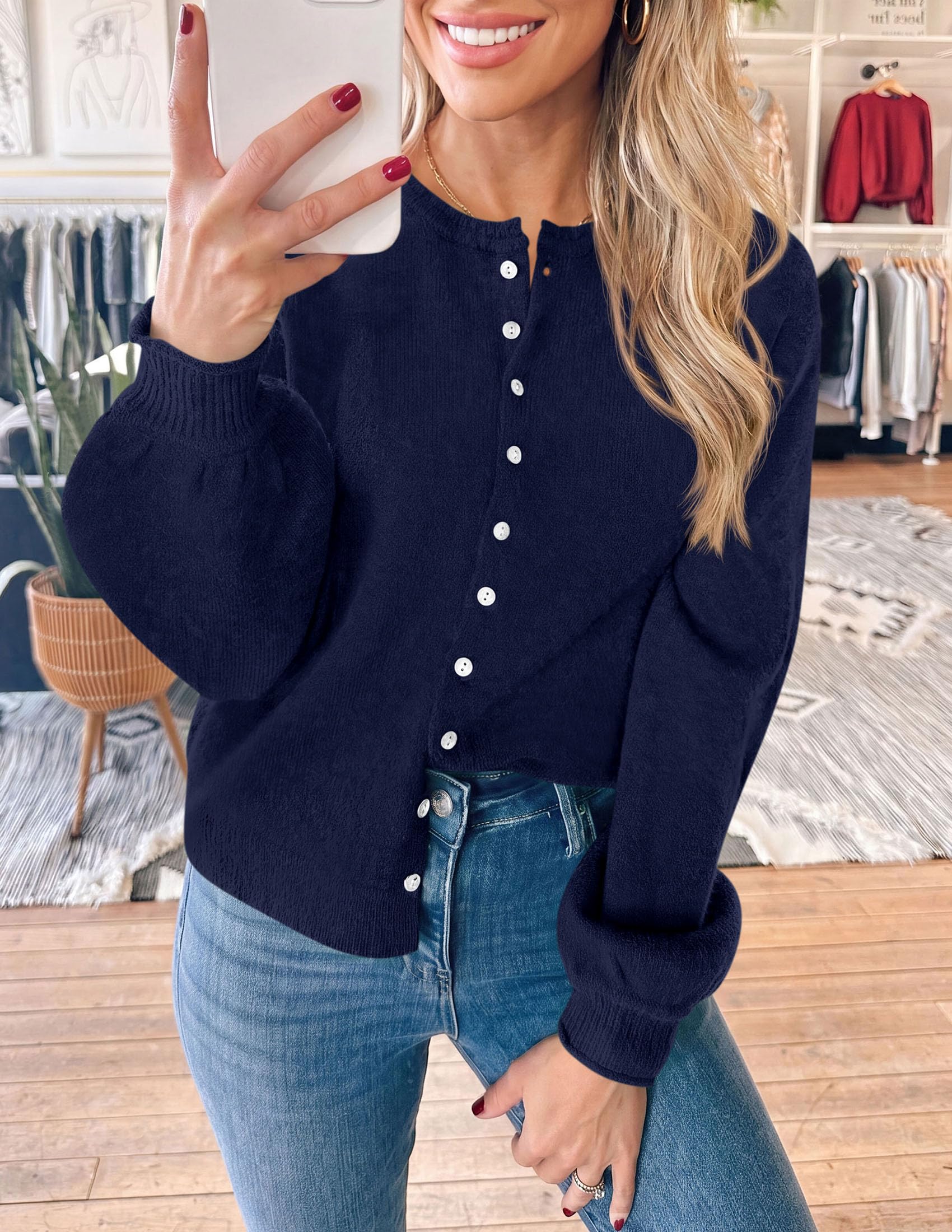 Women's Knit Button Up Cardigan Fall Lightweight Cozy Sweaters