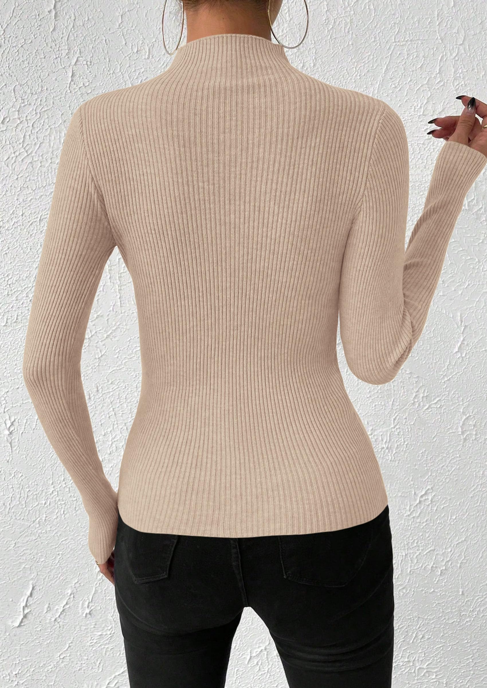 Women's Mock Turtleneck Lightweight Sweaters Fall Knit Tshirts