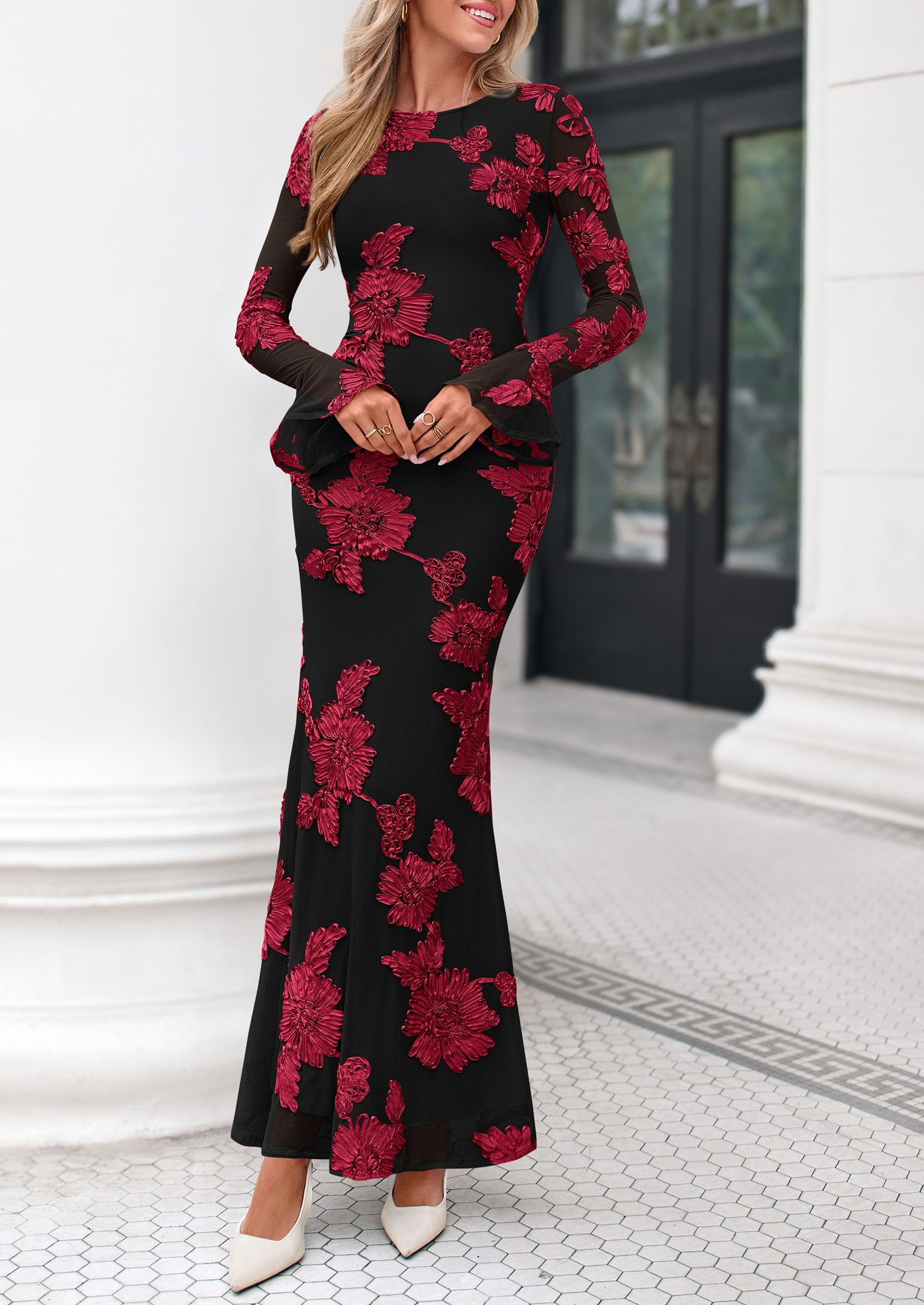 Women's Formal Floral Maxi Bodycon Wedding Guest Dresses 2026