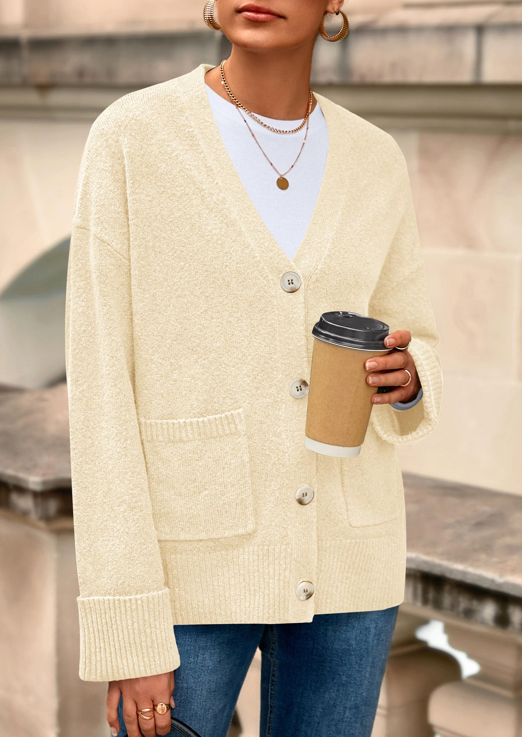 Women's Winter Oversized Cardigan Sweaters (Beige,S)