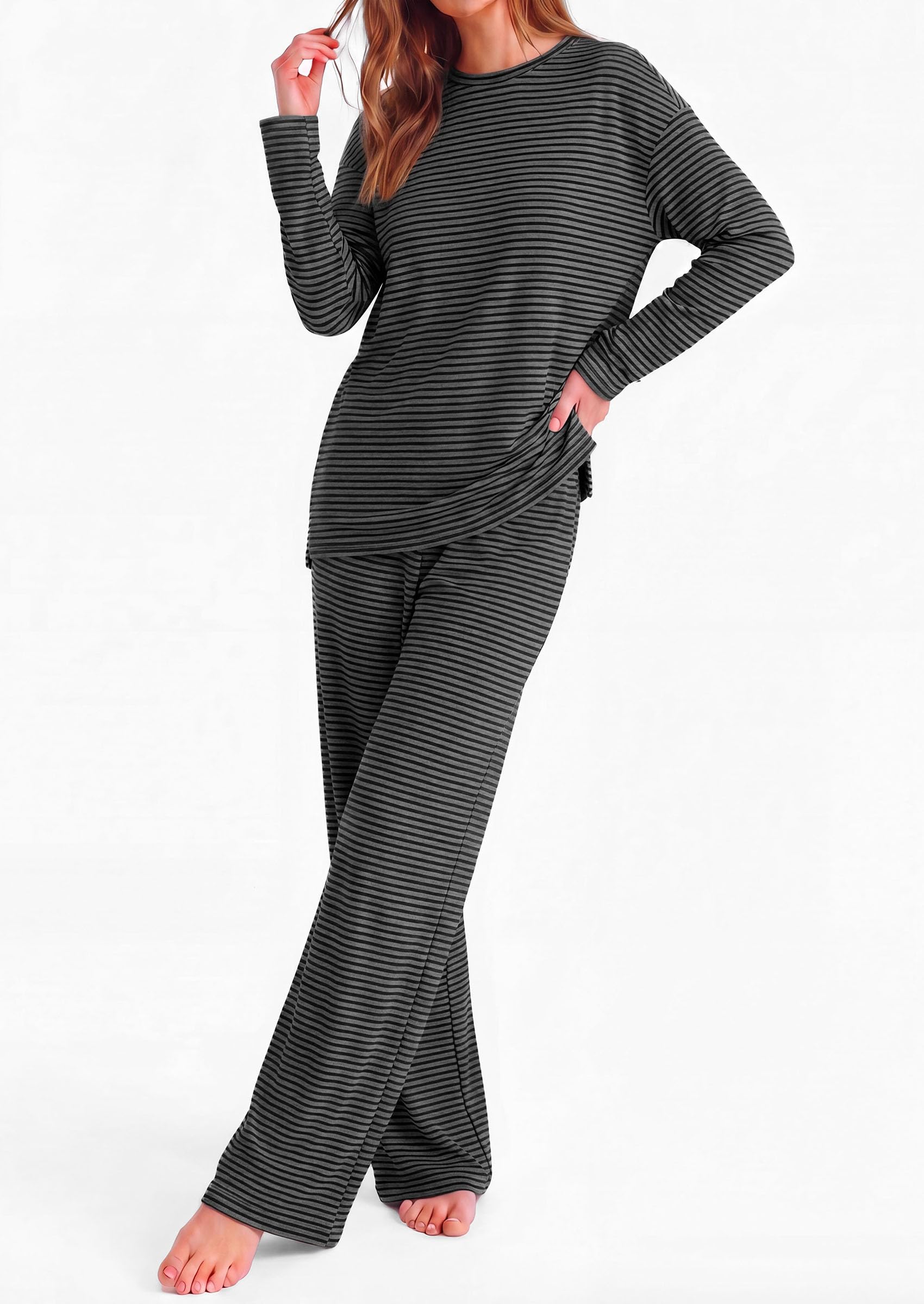 Lounge Sets for Women Fall Striped Matching Comfy Pajama Sets