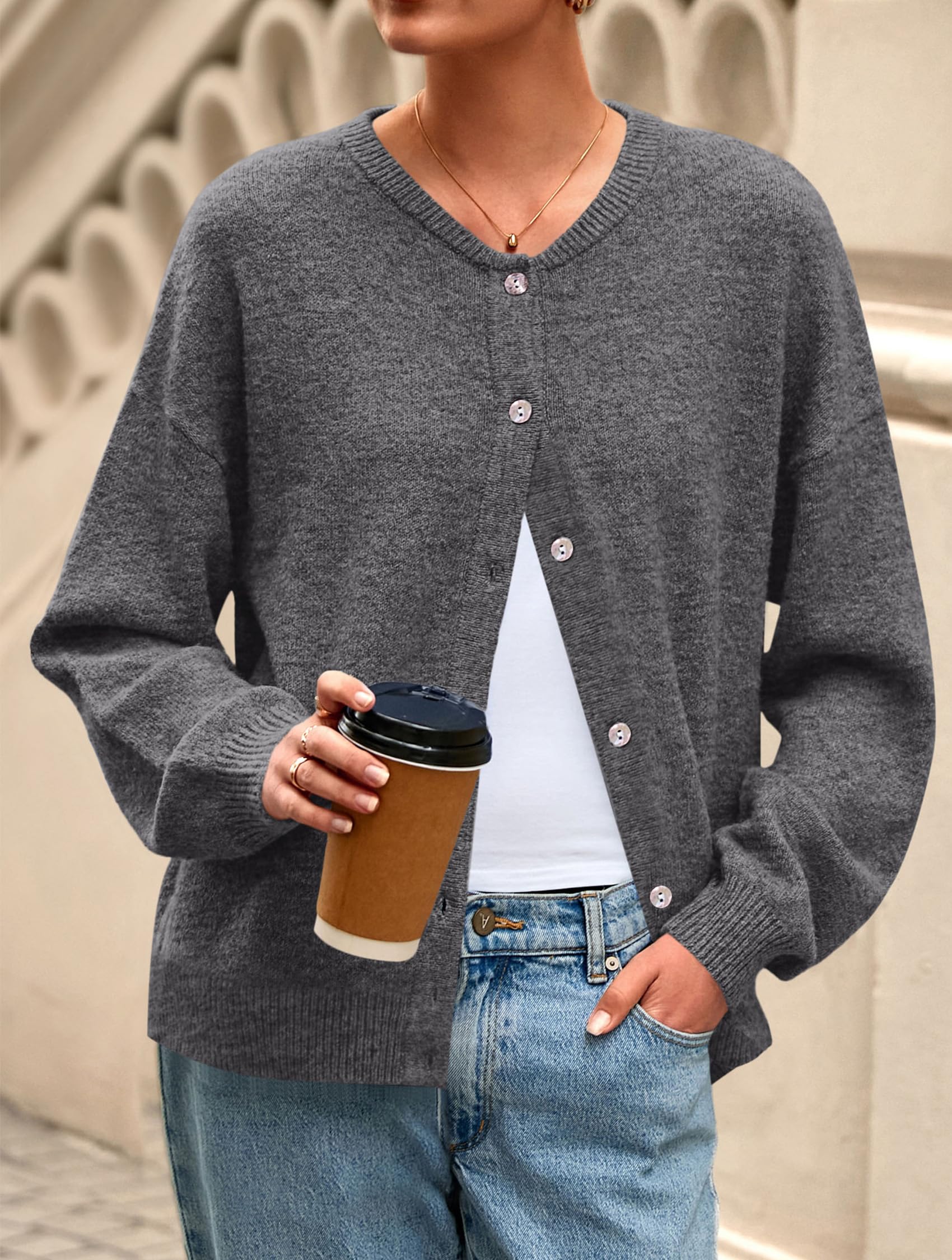 Womens Long Sleeve Cardigan Sweaters Button Down Knit Tops