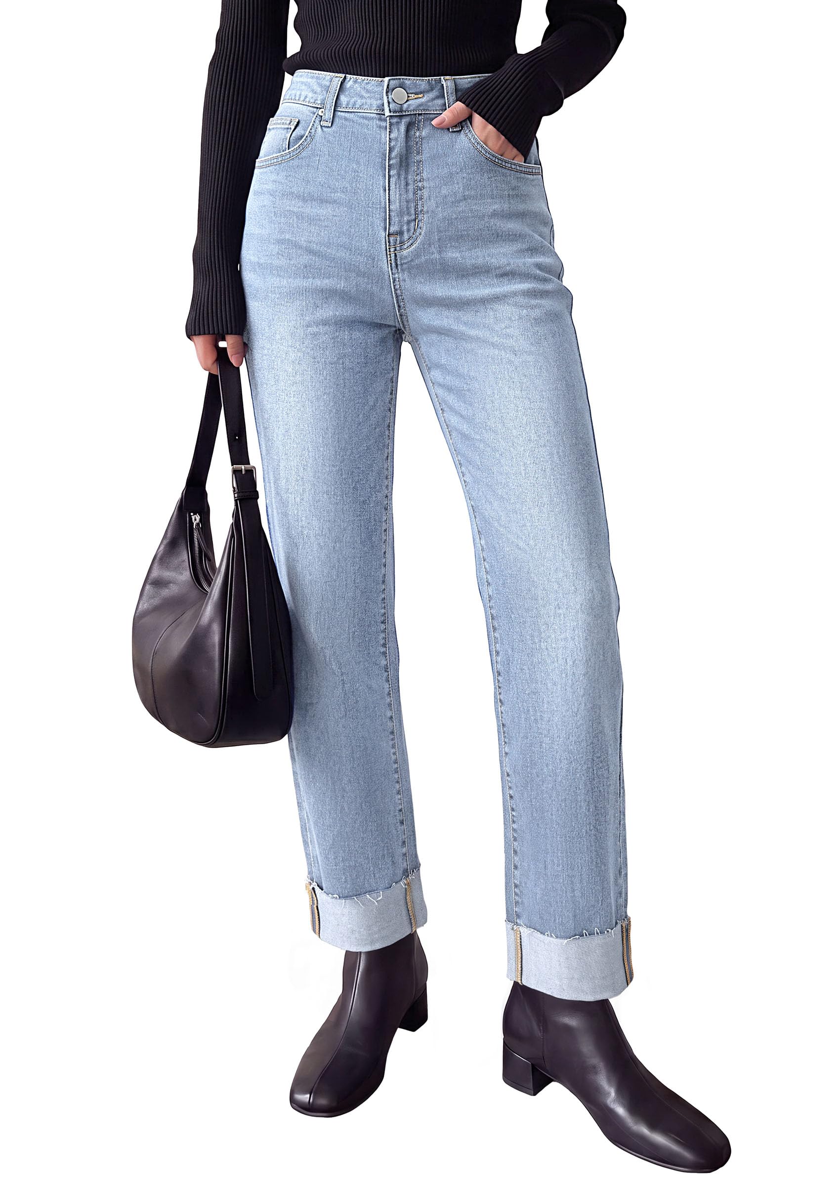 Women's Baggy Denim Jeans Wide Leg Pants Light Blue 4