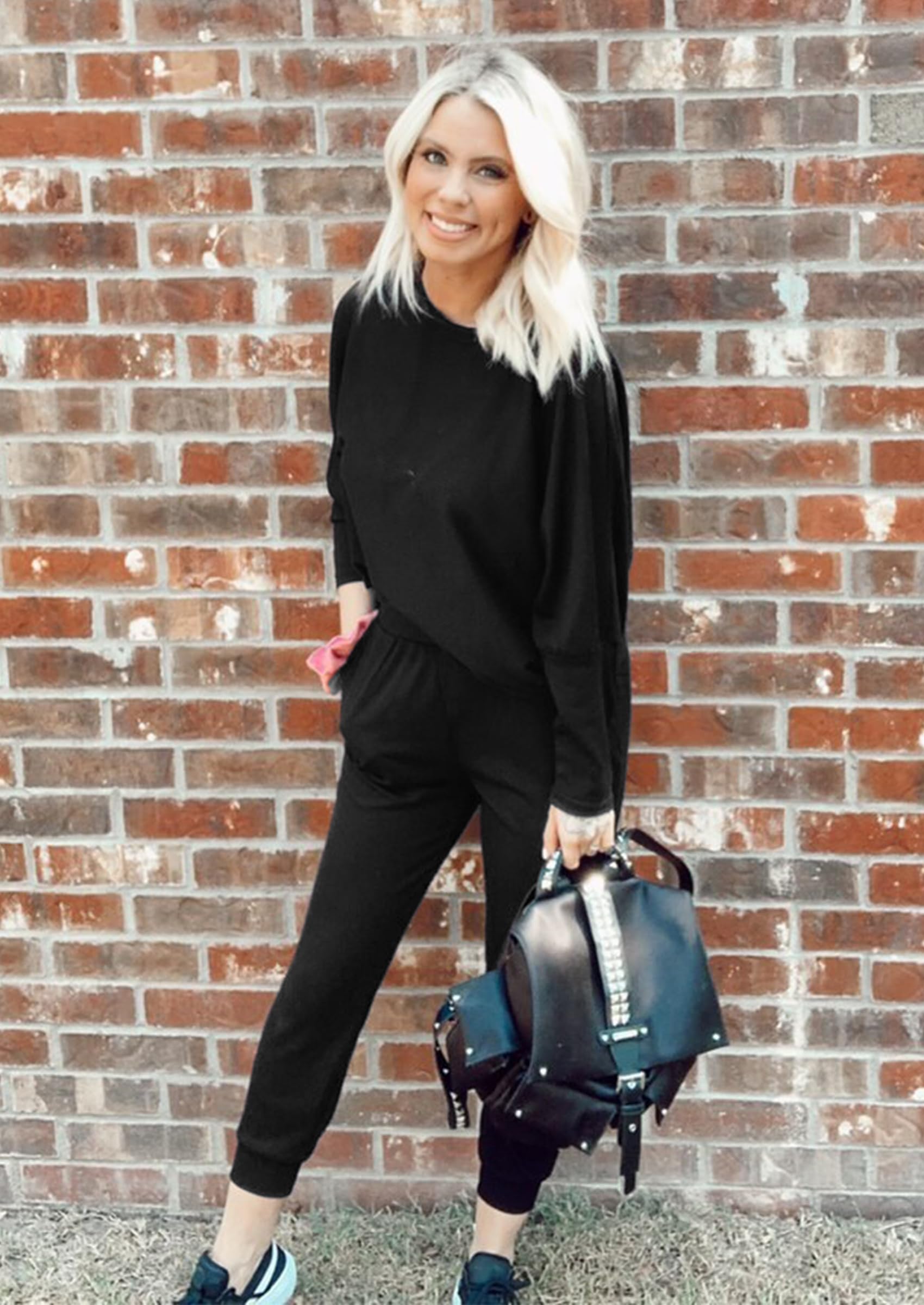 Women's 2 Piece Fall Outfits Matching Ribbed Knit Lounge Sets