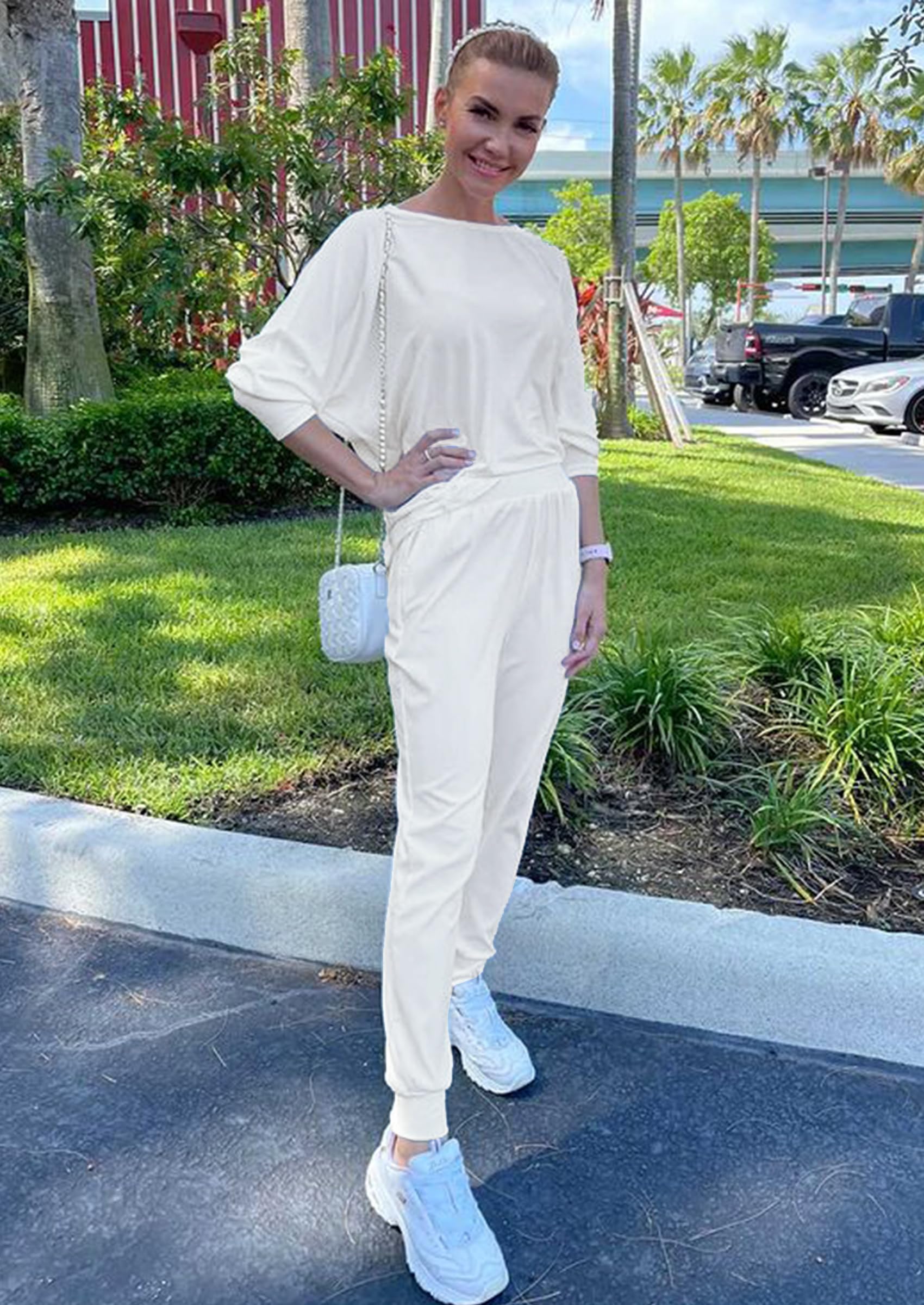 Women's 2 Piece Fall Outfits Matching Ribbed Knit Lounge Sets
