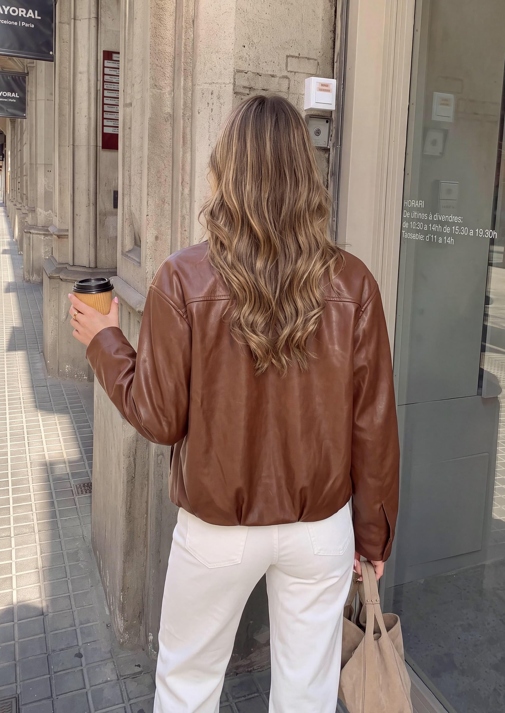 Womens Faux Leather Motorcycle Jackets Fall Cropped Coats