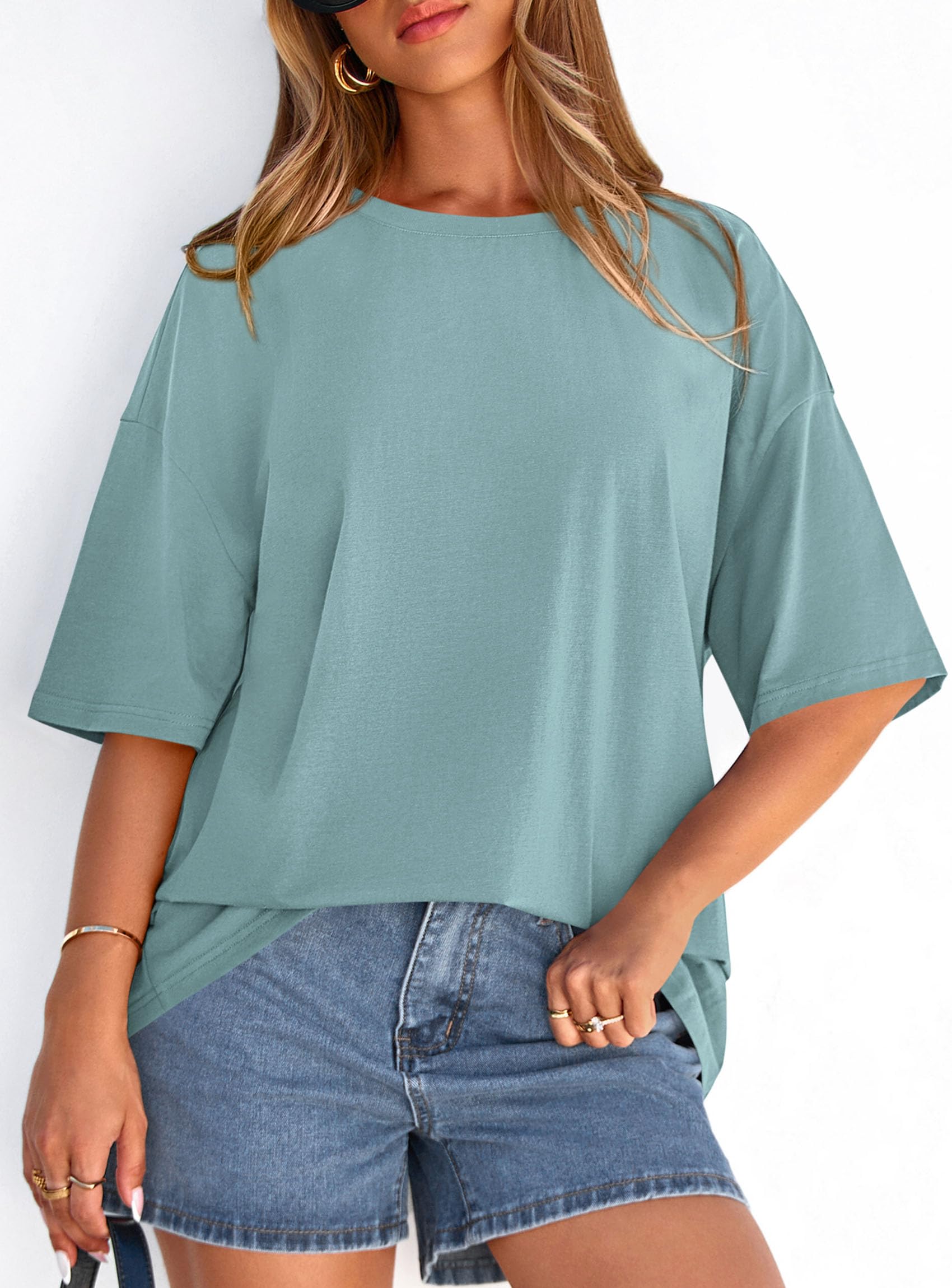 Women's Oversized Tshirts Going Out Tops (Sage Green,S)