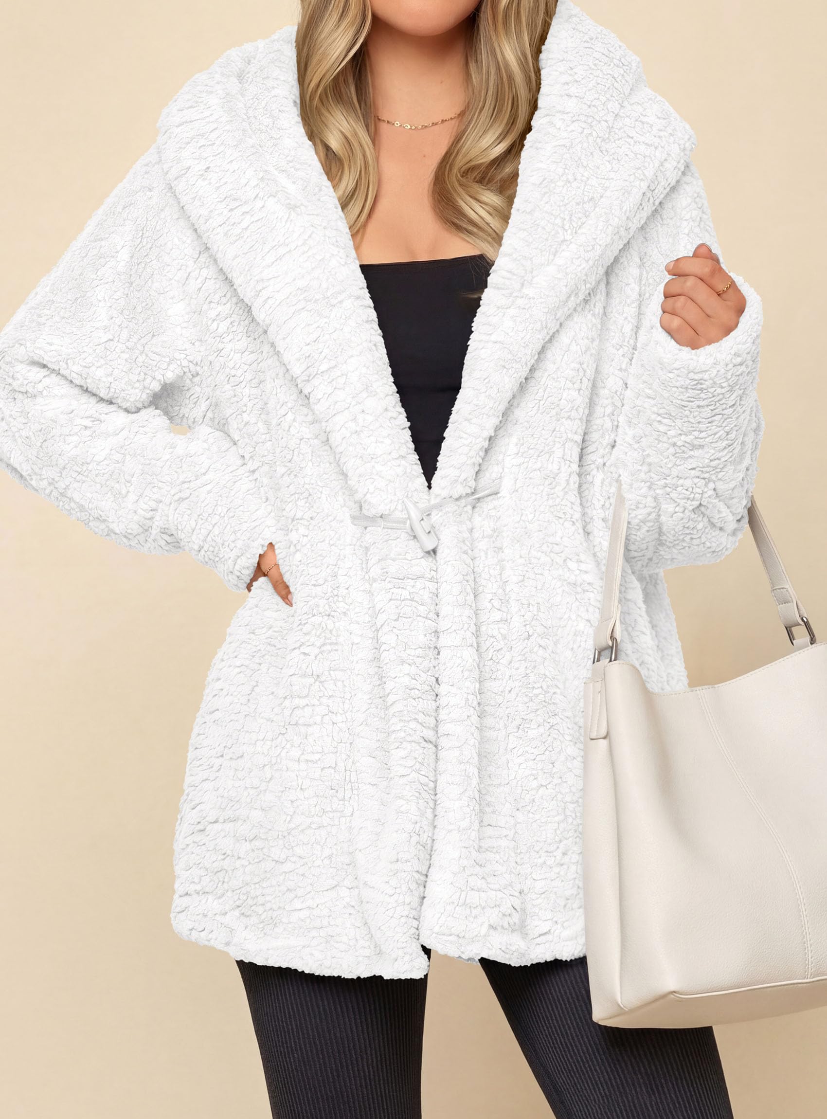 Women's Winter Warm Coats Hooded Faux Fur Sherpa Jacket