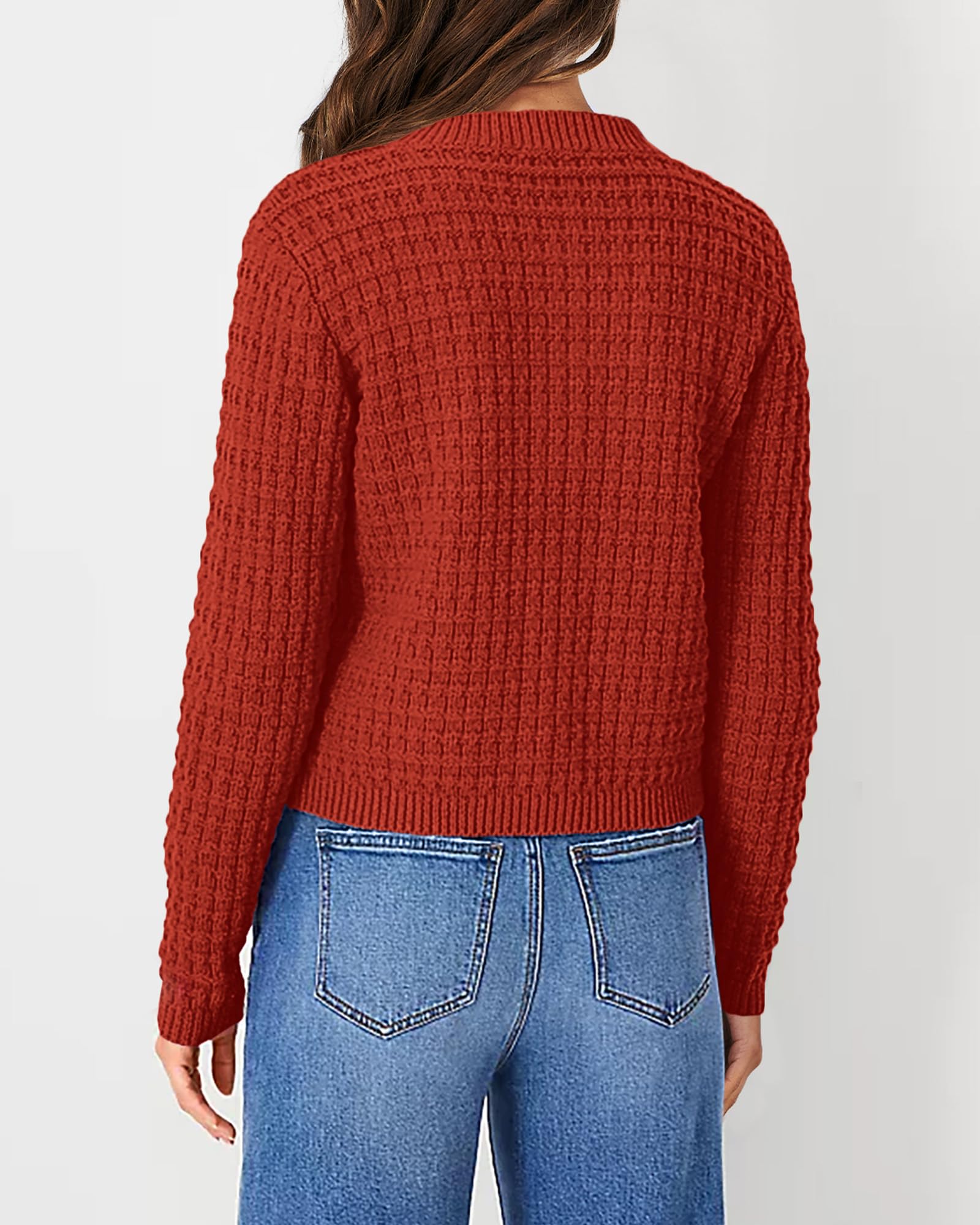 Women's Fall Lightweight Cardigan Sweaters Orange Red