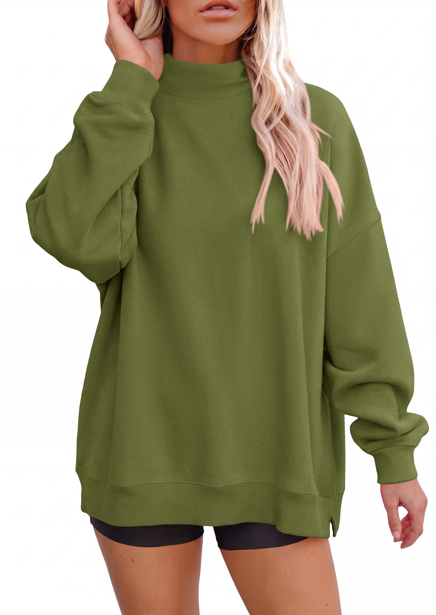 Womens Mock Neck Sweatshirt Oversized Pullover Fall Outfits
