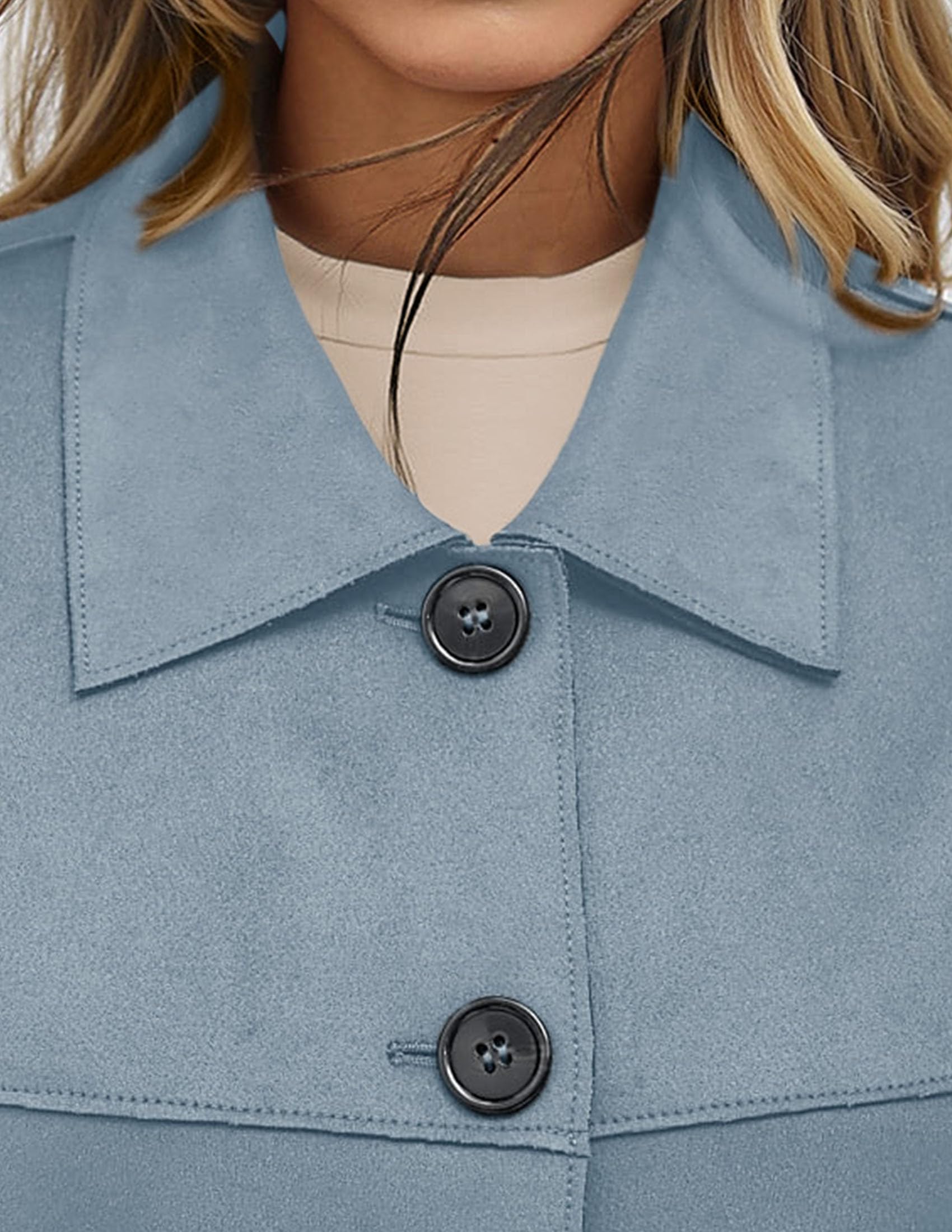 Women's Faux Suede Shacket Jackets Lightweight Cropped Coats
