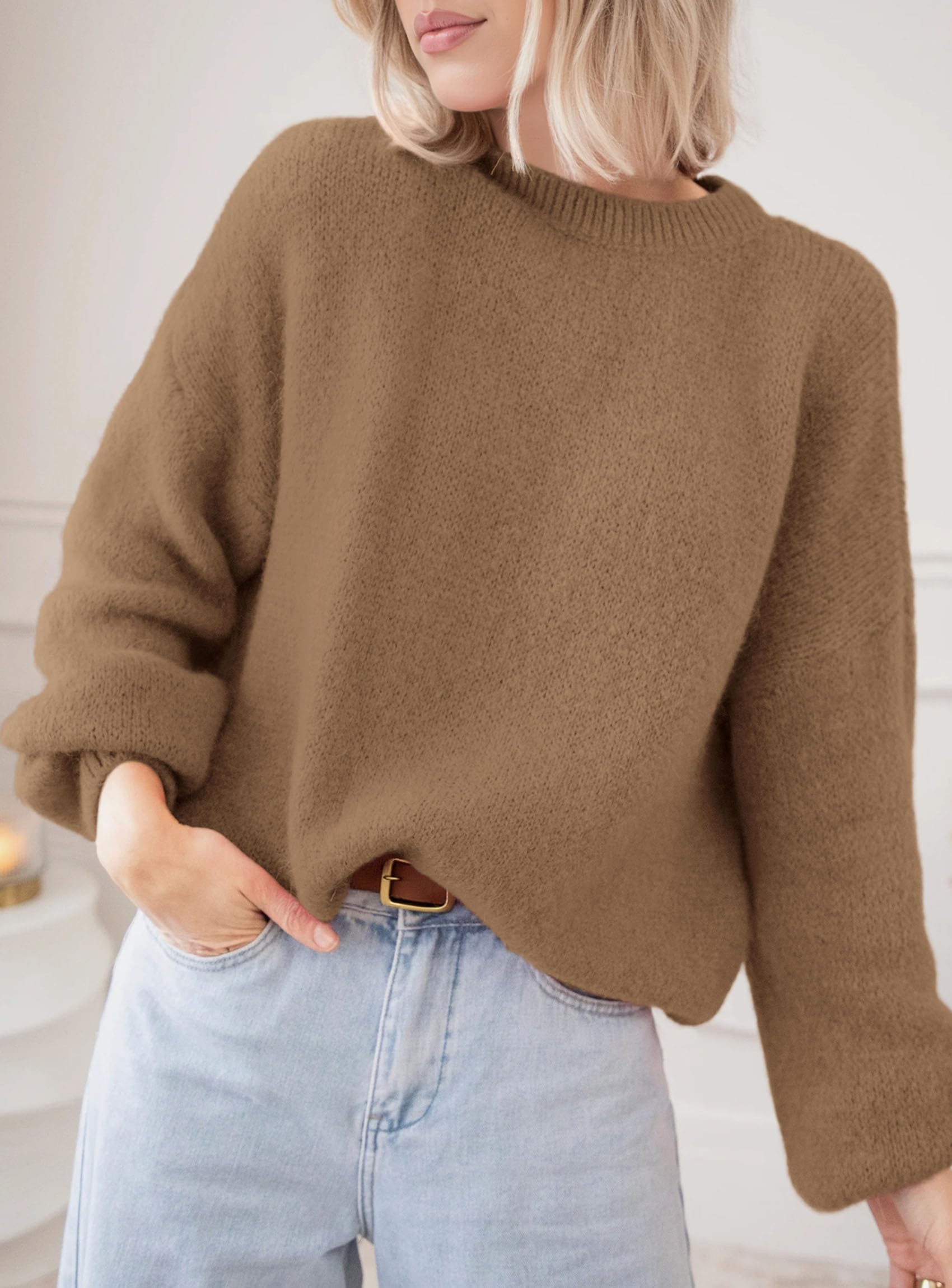 Women's Fall Oversized Holiday Sweaters (Camel,S)