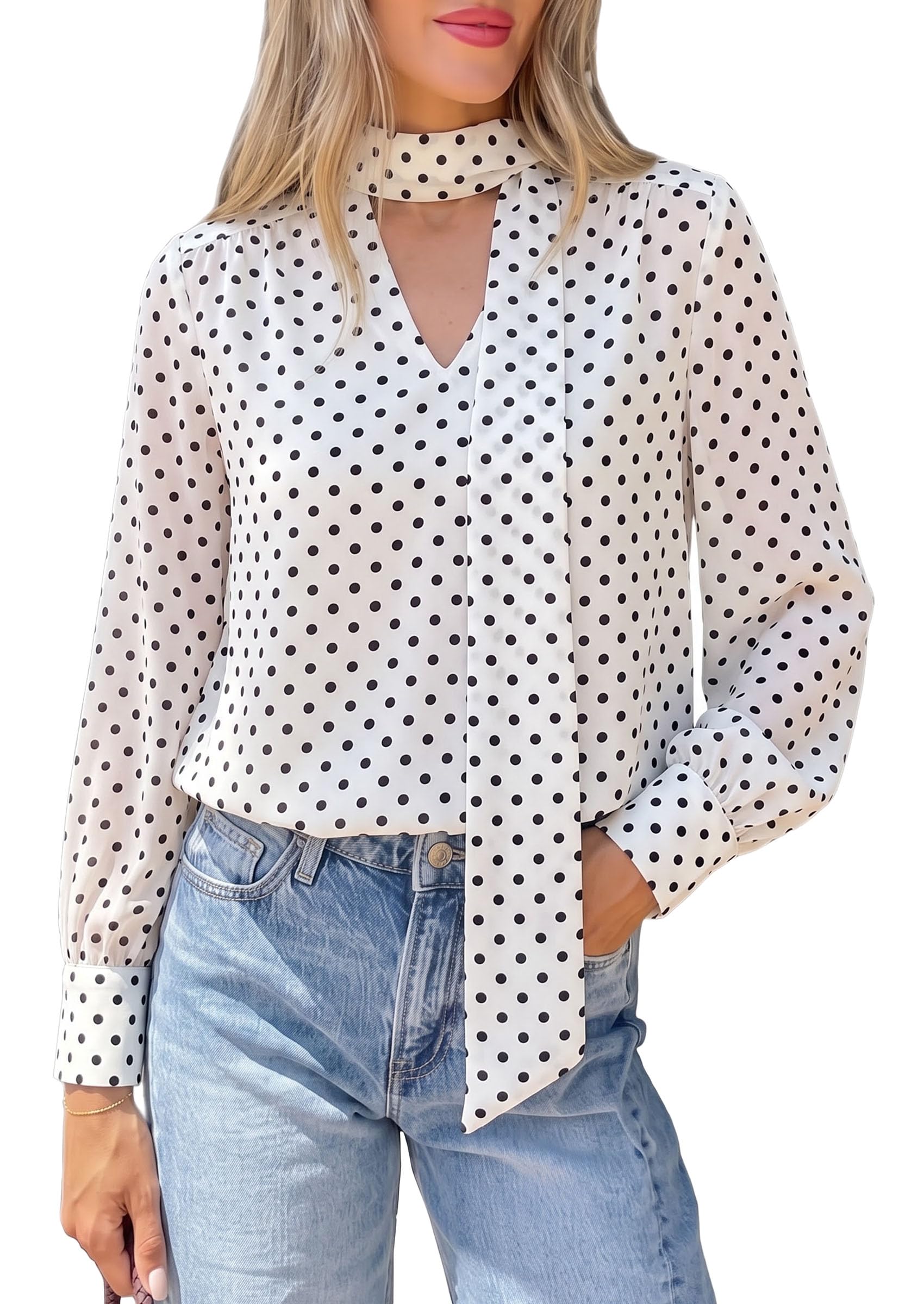 Women's Chiffon Boho Blouses Dressy Business Casual Work Tops