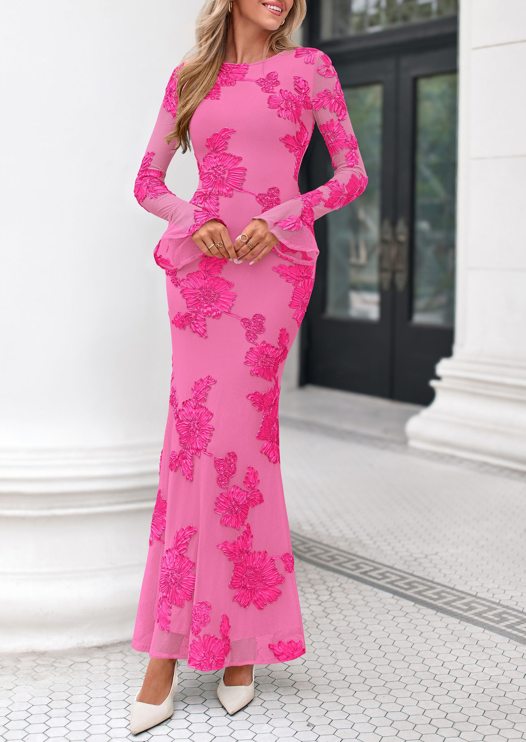 Women's Formal Floral Maxi Bodycon Wedding Guest Dresses 2026