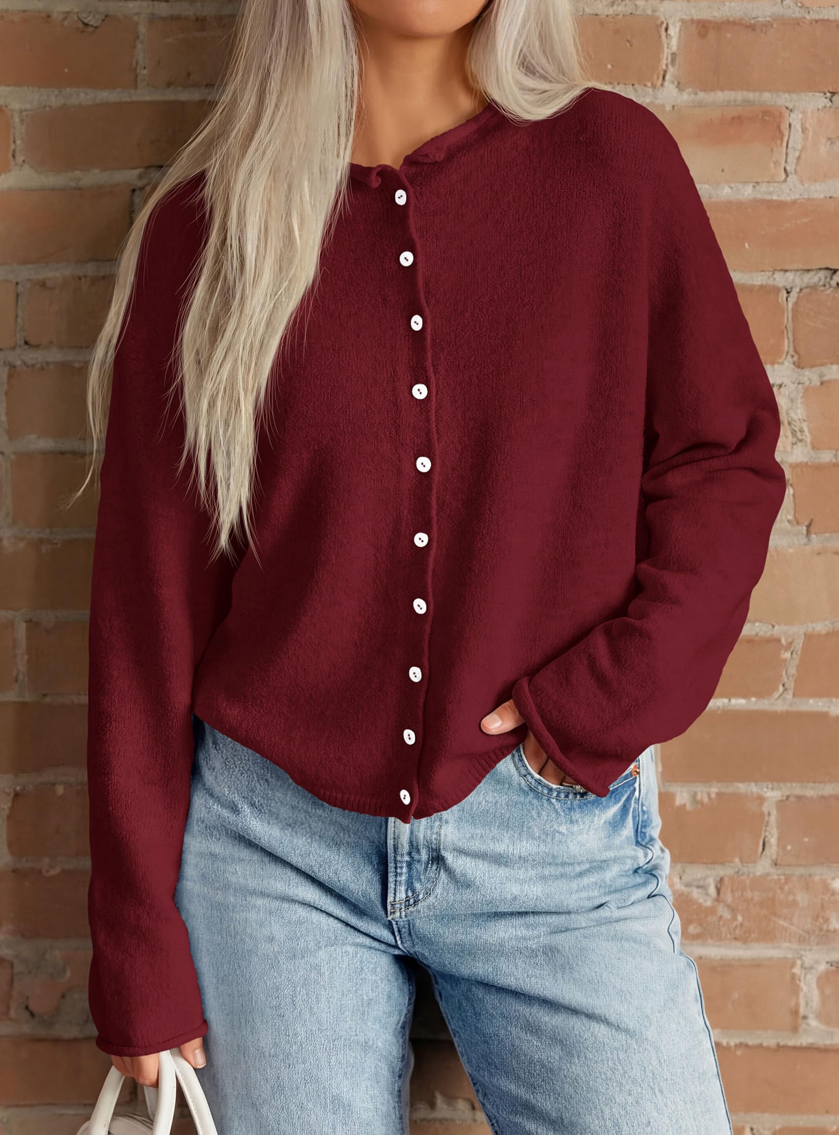 Button Up Cardigan for Women Knit Oversized Fall Sweaters