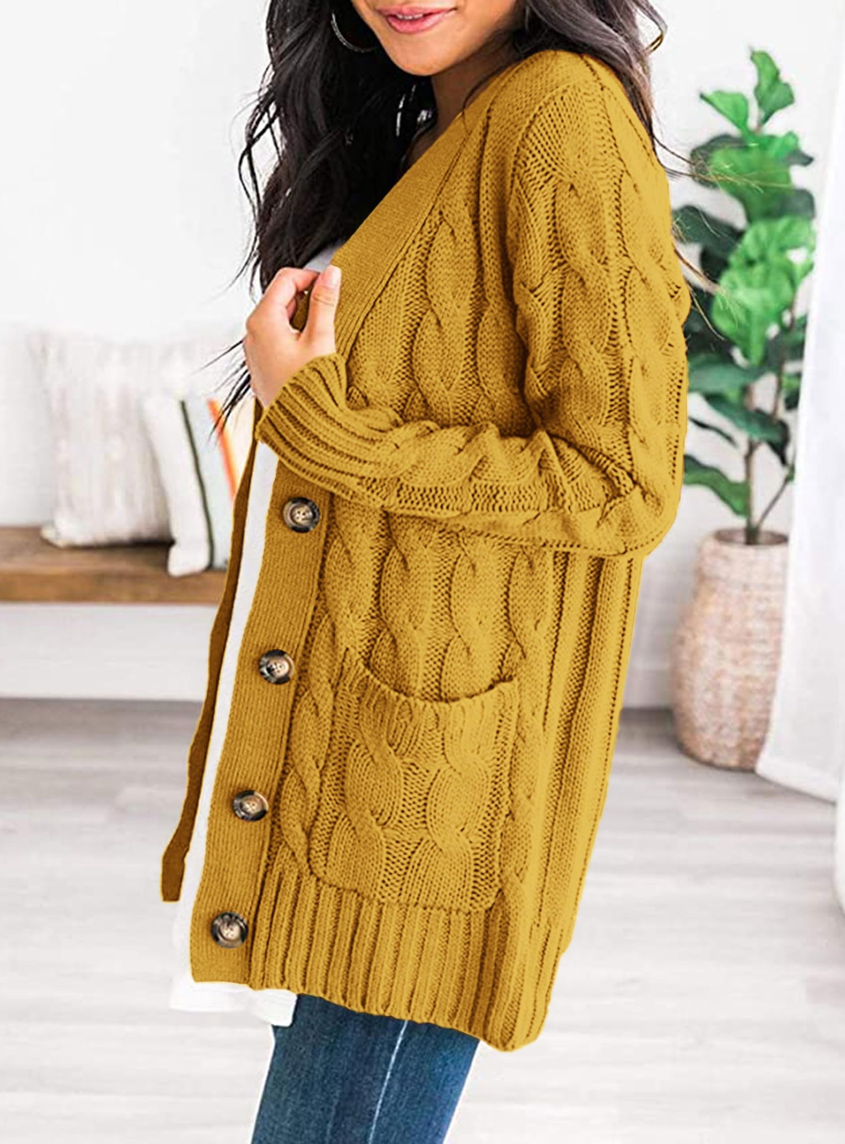 Women Chunky Cable Knit Cardigan Sweaters Fall Fashion Clothes