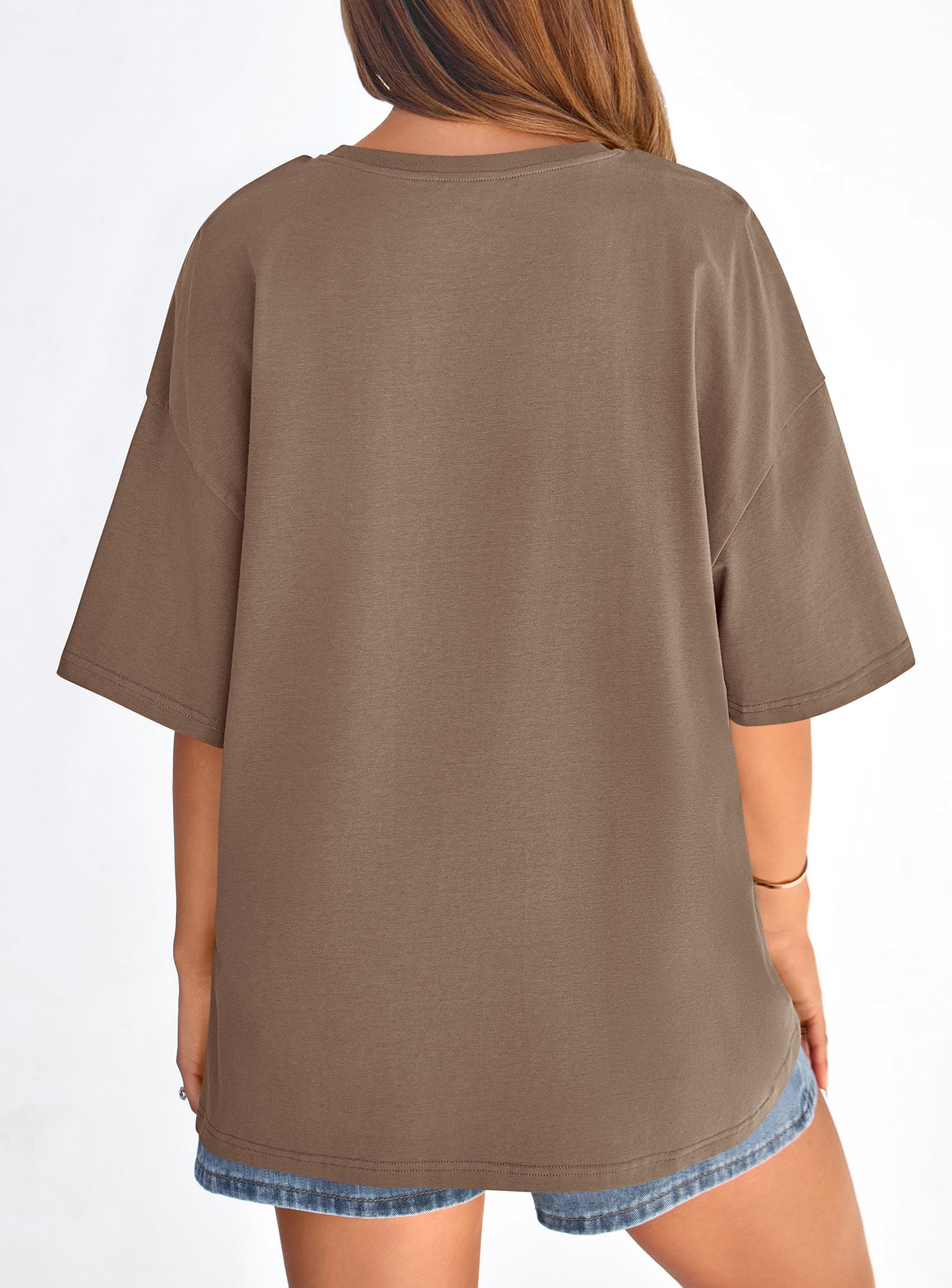 Women's Oversized Tshirts Going Out Tops (Brown,S)