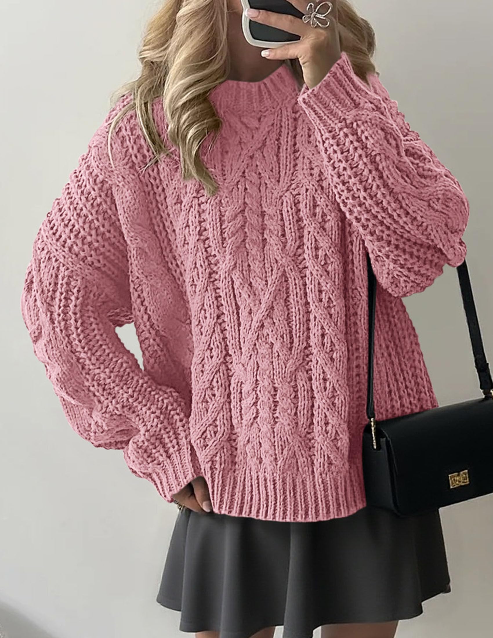 Womens Oversized Fall Sweaters Chunky Cable Knit Pullover Tops