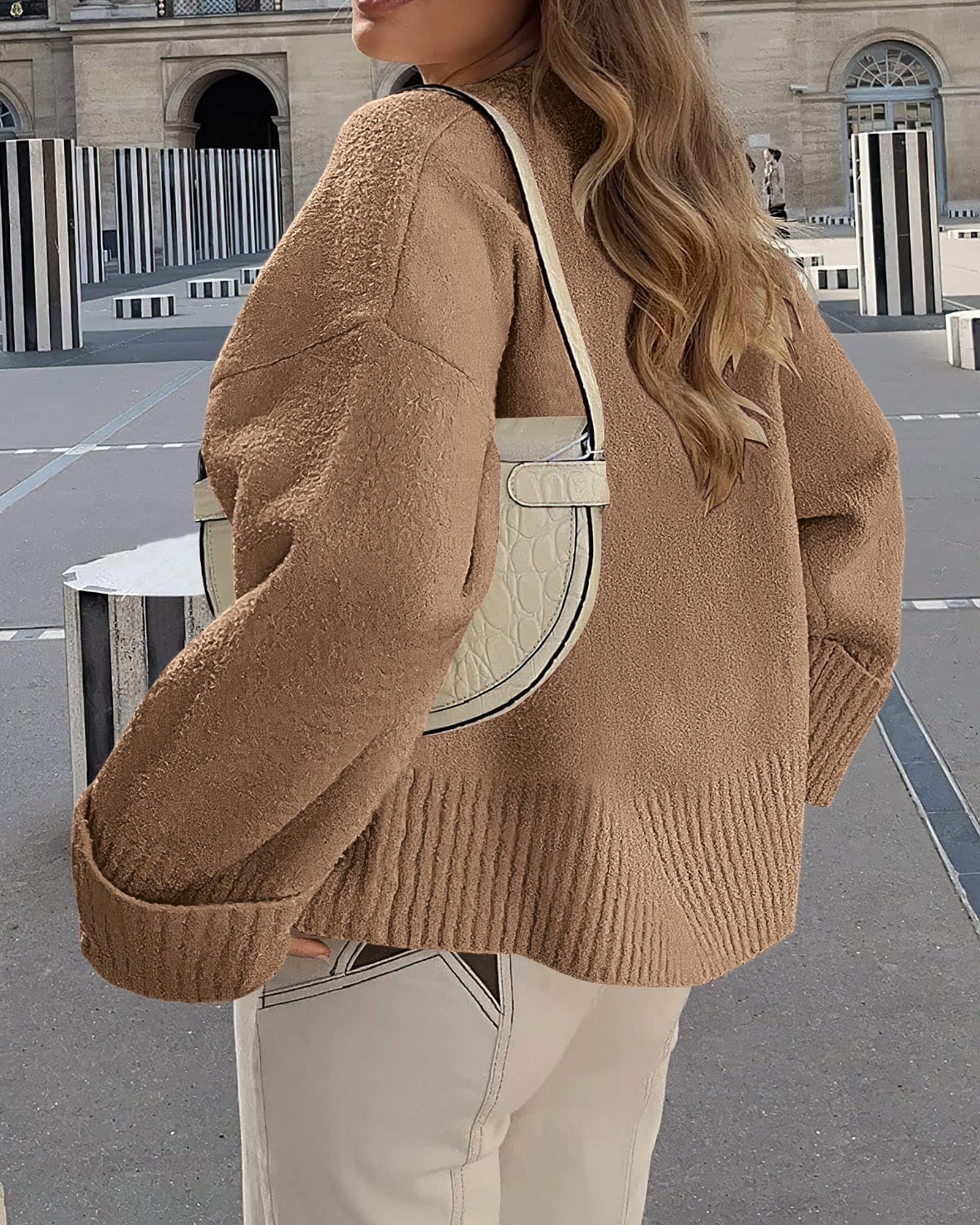 Women's Fall Fashion Cozy Oversized Sweaters(Khaki,XS)