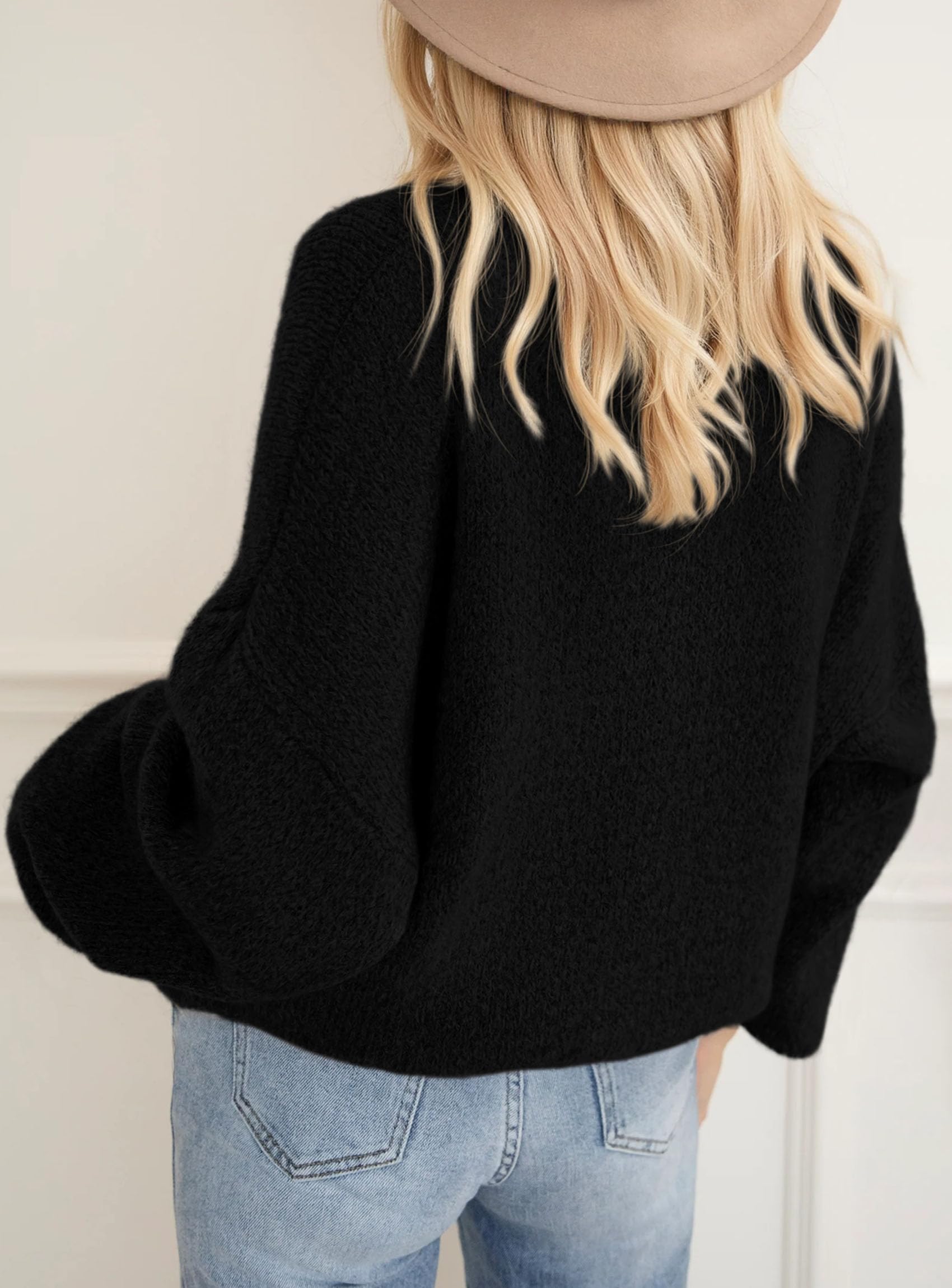 Women's Fall Oversized Holiday Sweaters (Black,S)