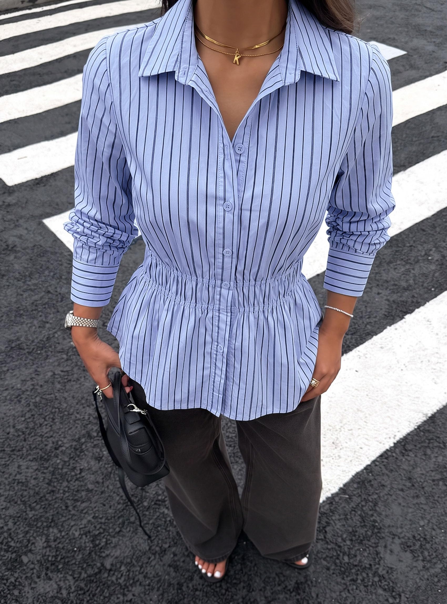 Women's Peplum Button Down Work Shirts Business Casual Tops